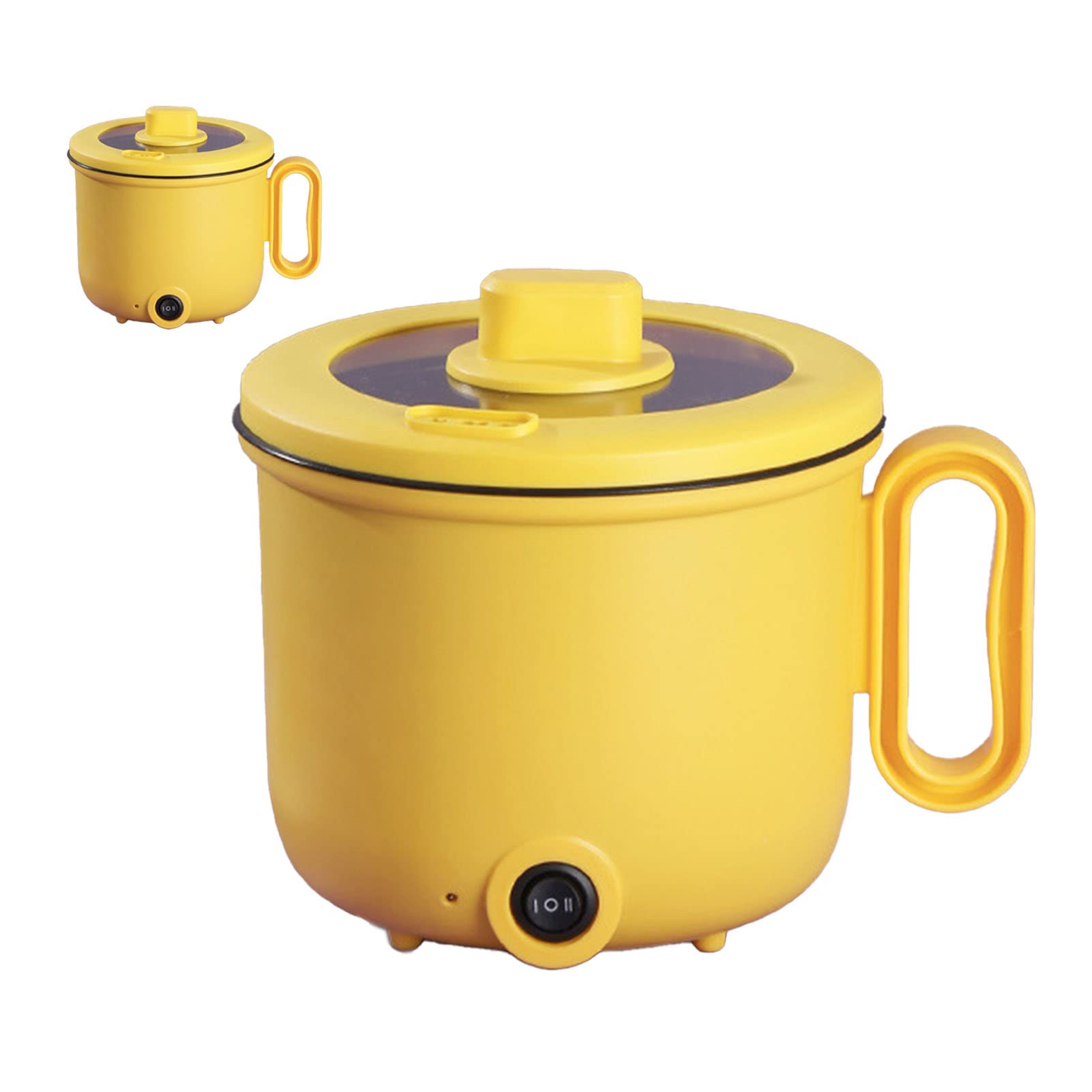 **Jeanoko 1.5L Electric Cooking Pot - Non-Stick Coating, Anti-Scald Handle, Clear Lid - Multi-Function Electric Cooker for Home, Dorm, & Parties (Yellow, Single Layer) - Perfect for Soups, Stews, Rice & Hot Pot**