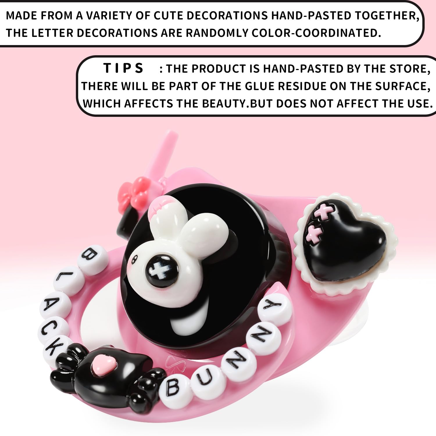 CutiePlusU Adult Pacifier for DIY Handmade - Black Bunny Design | Comforting Sensory Tool for Anxiety Relief, Stress Management & Sleep Aid | Perfect for Cosplay, Autism & Sensory Needs