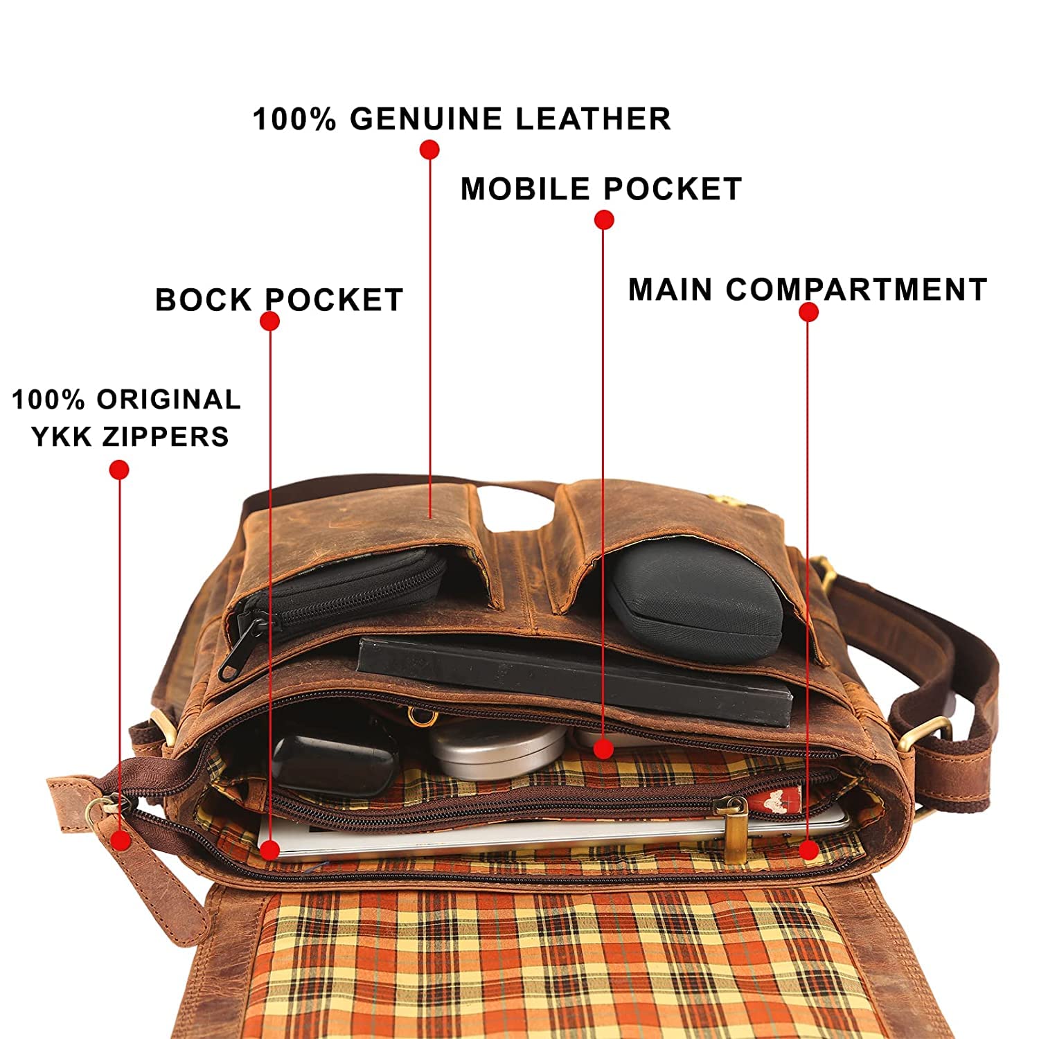 Premium Genuine Leather Messenger Bag for Men & Women - Stylish Crossbody Sling Bag for Travel, Work & Business - Durable Shoulder Bag for Commuting, Office & Daily Use