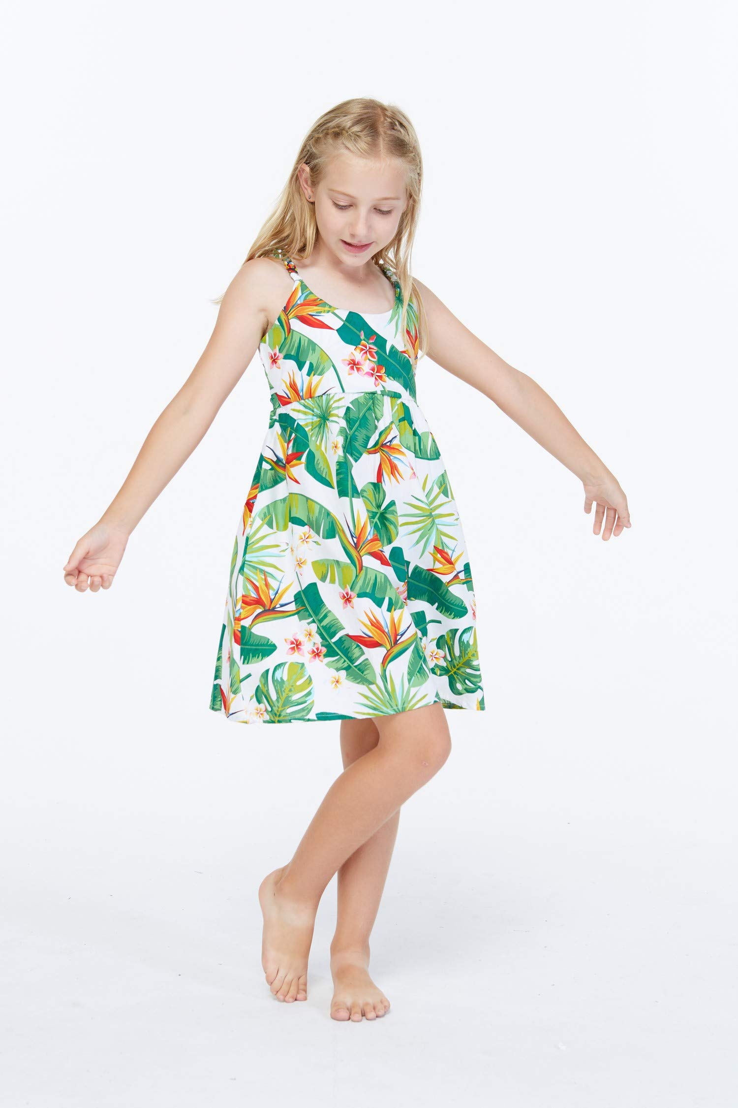 Elegant White Empire Waist Dress with Elastic Straps - Floral Bird of Paradise Print - Perfect for Summer Weddings, Garden Parties & Casual Outings
