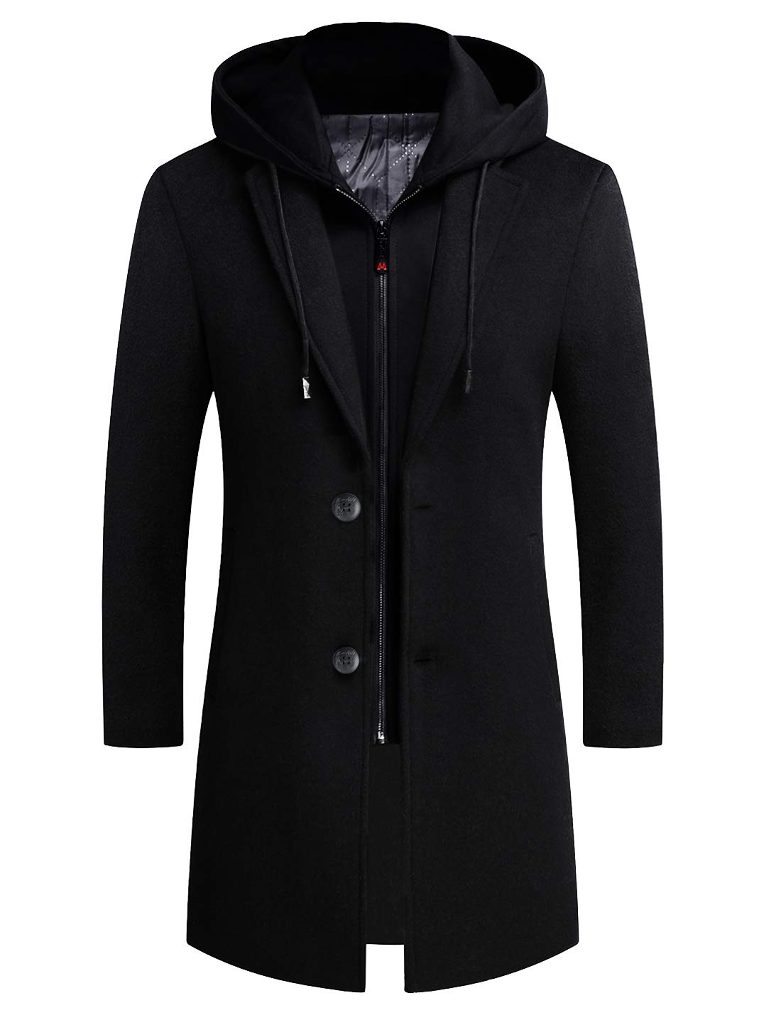 Zeetoo Men's Classic Wool Peacoat - Winter Windproof Button Jacket for Cold Weather | Warm Outerwear for Work, Travel & Formal Occasions
