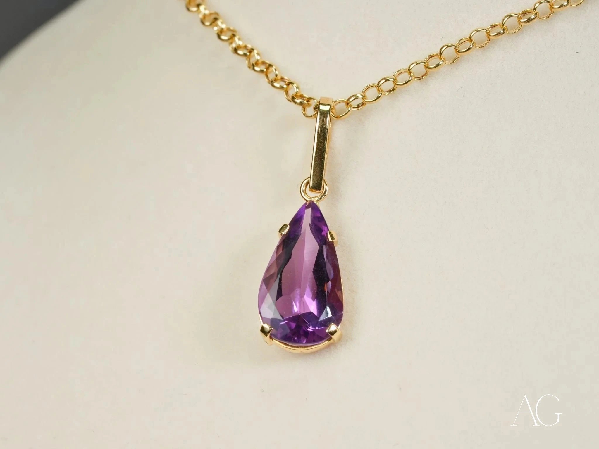 18K Solid Gold Amethyst Necklace - Violet Bloom Pendant for Clarity & Elegance | Perfect for Weddings, Anniversaries & Spiritual Healing Jewelry Gifts