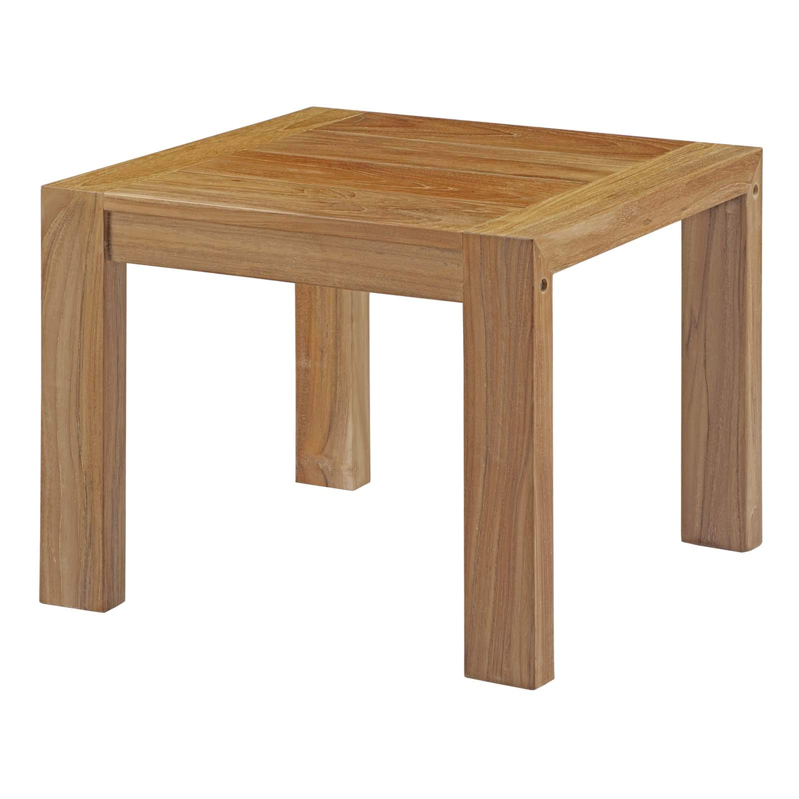 Modern Contemporary Outdoor Patio Balcony Lounge Chair and Side Table Set - Solid Wood, White & Natural Finish - Perfect for Poolside Relaxation, Garden Lounging, and Backyard Decor