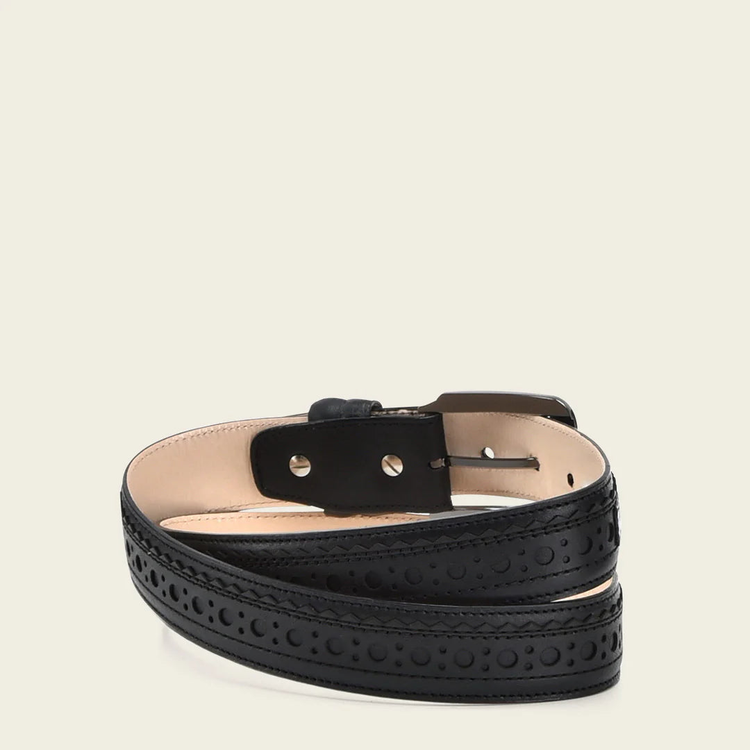 Premium Genuine Caiman Leather Belt for Men - Stylish Black Casual Fashion Belt - Perfect for Office, Business, and Formal Occasions