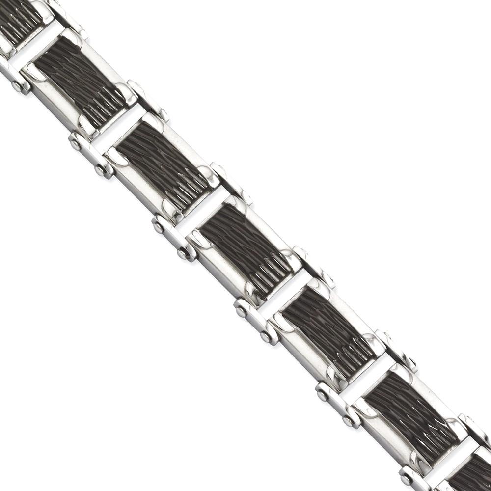 IceCarats Stainless Steel Black 9 Inch Link Chain Bracelet for Men & Women - Durable Fashion Jewelry for Everyday Wear, Parties & Gifts
