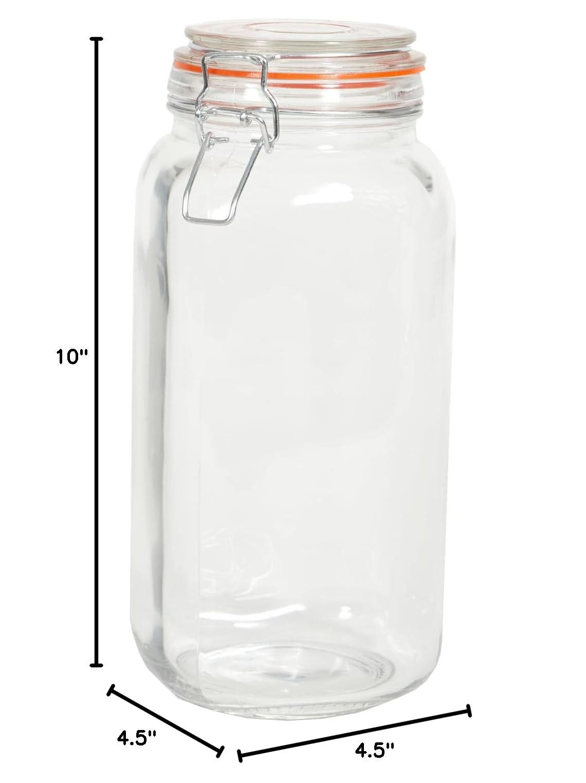 Home Basics X-Large Clear Mason Jar with Lid - 8 Cup Capacity for Pickling, Canning, Food Storage & DIY Crafts | Airtight Bail Lid with Rubber Gasket | Perfect for Pickles, Sauces, Jelly, Condiments, Snacks & Kitchen Organization