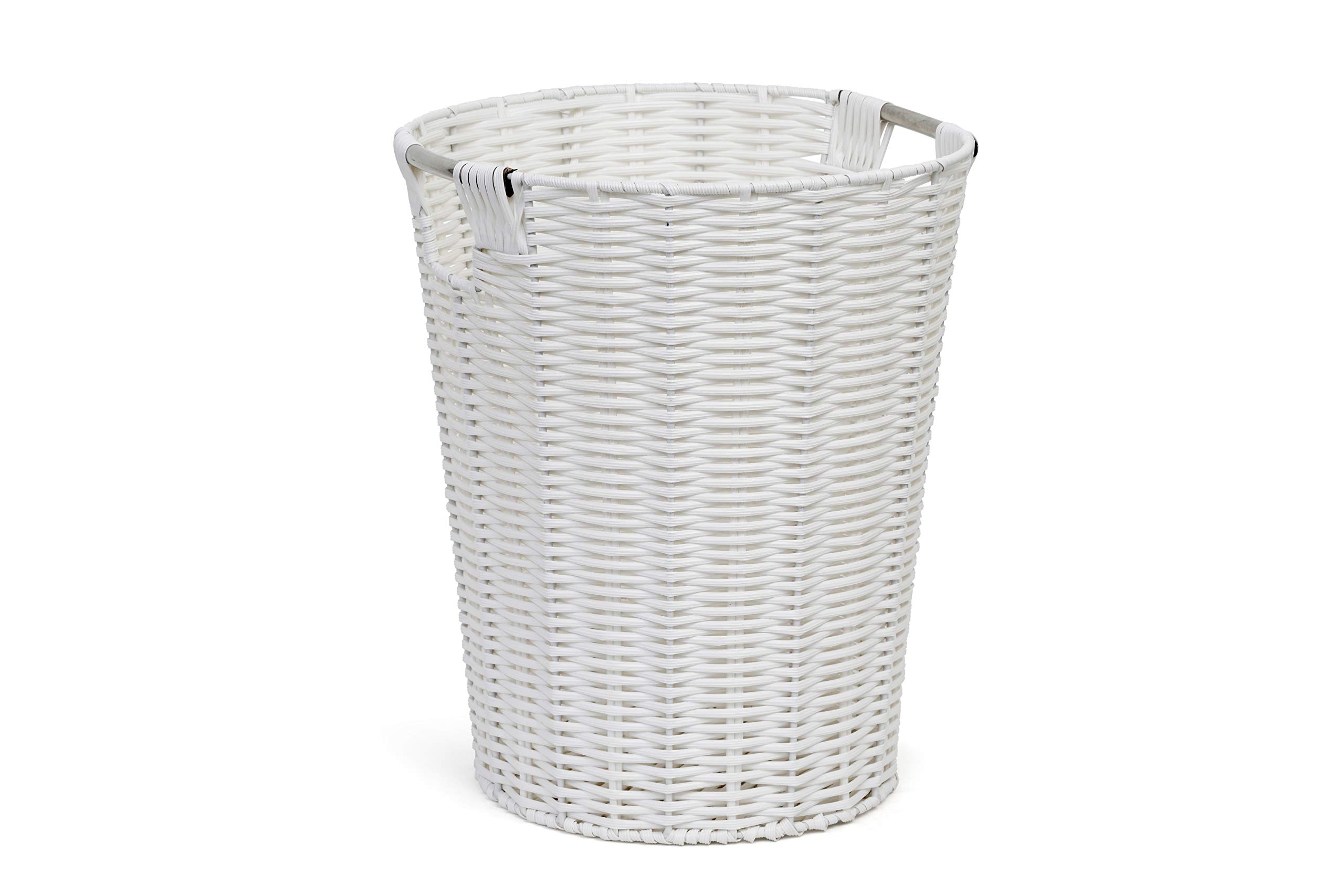 Premium White Resin Waste Paper Bin - Durable Round Trash Can for Home, Office & Hotel Use | Eco-Friendly Storage Basket for Recycling & Organization