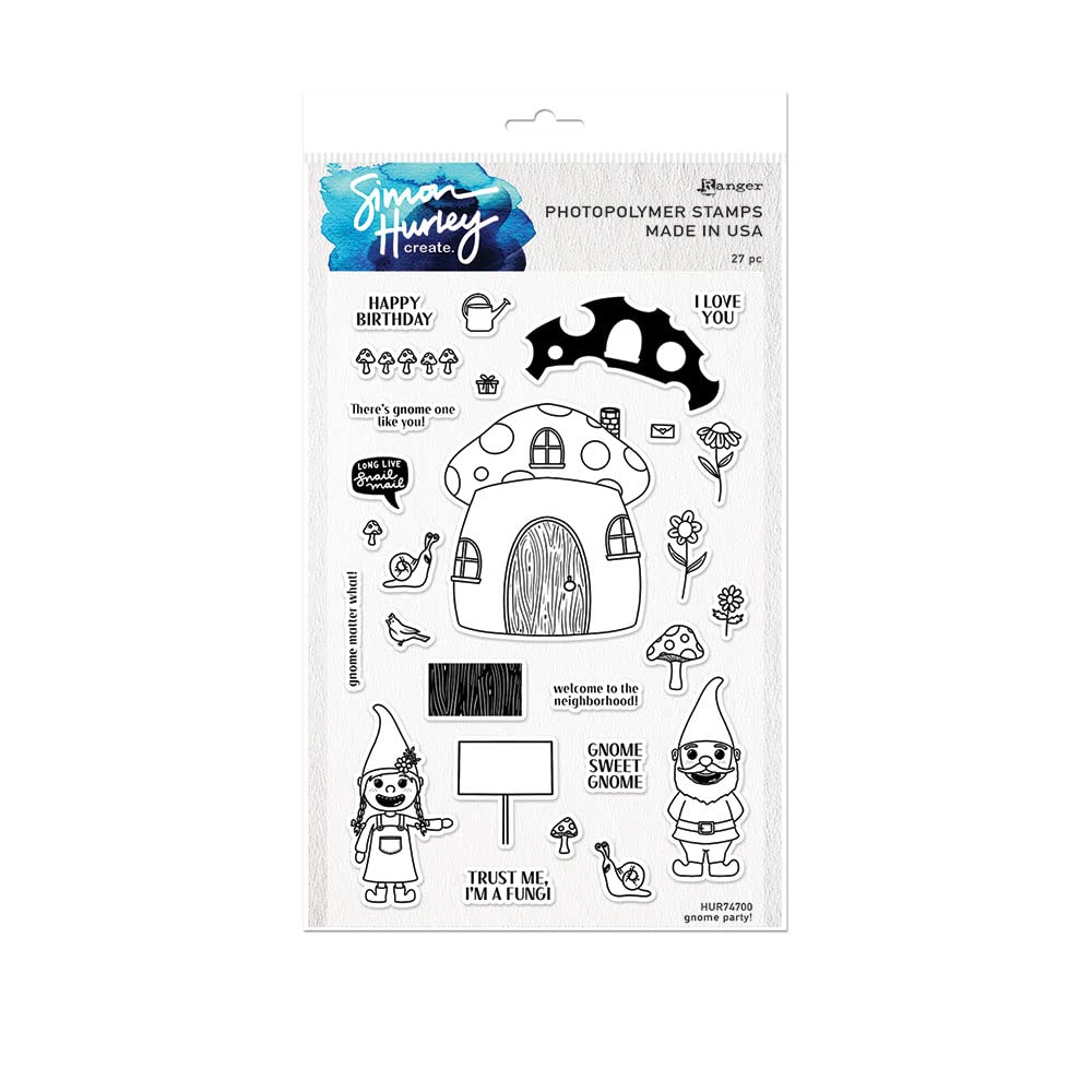 Simon Hurley SIMN Hurley Stamps PRTY - Festive Gnome Party Stamp Set for Card Making, Scrapbooking & DIY Crafts | Perfect for Birthday Invitations, Holiday Greetings & Handmade Decorations