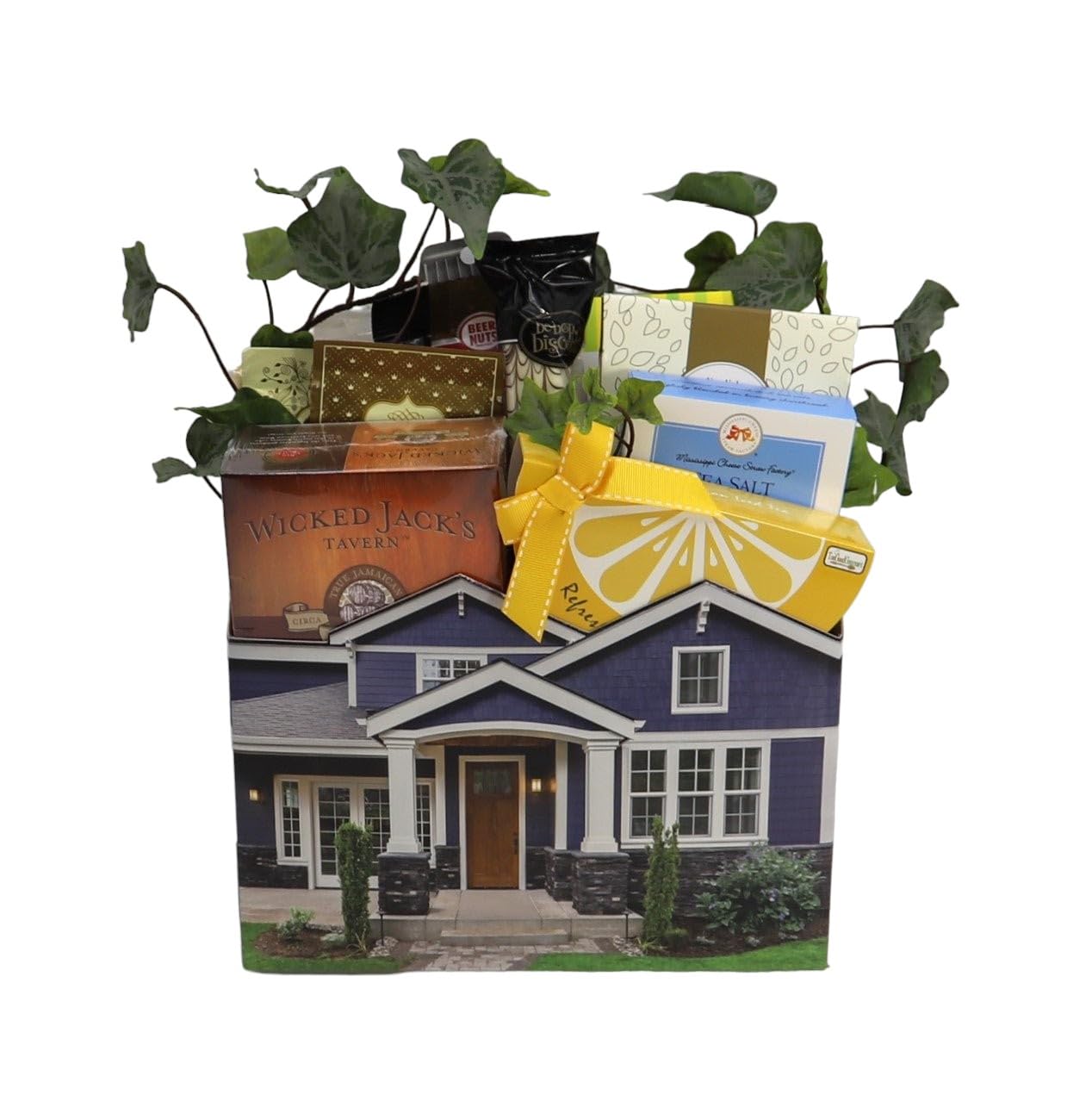Gourmet Gift Basket for Housewarming or Moving Day - Assorted Snacks, Drinks & Treats | Handcrafted in USA | Perfect Welcome Home Gift for New Neighbors & Friends | Ideal for Home Parties & Celebrations