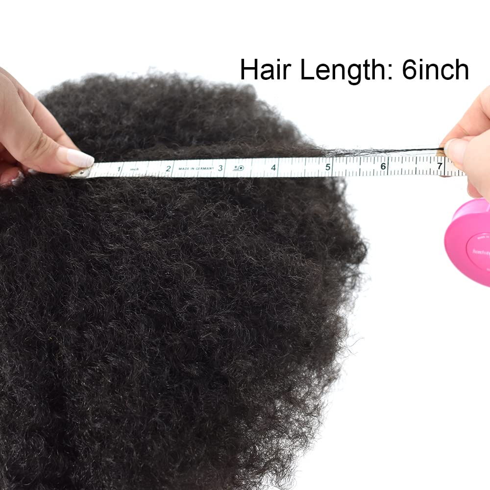 Afro Toupee for Black Men | Kinky Curly Brazilian Human Hair Piece | 8x10 Inch | African American Wavy Men's Toupee | Perfect for Daily Wear, Cosplay & Special Events