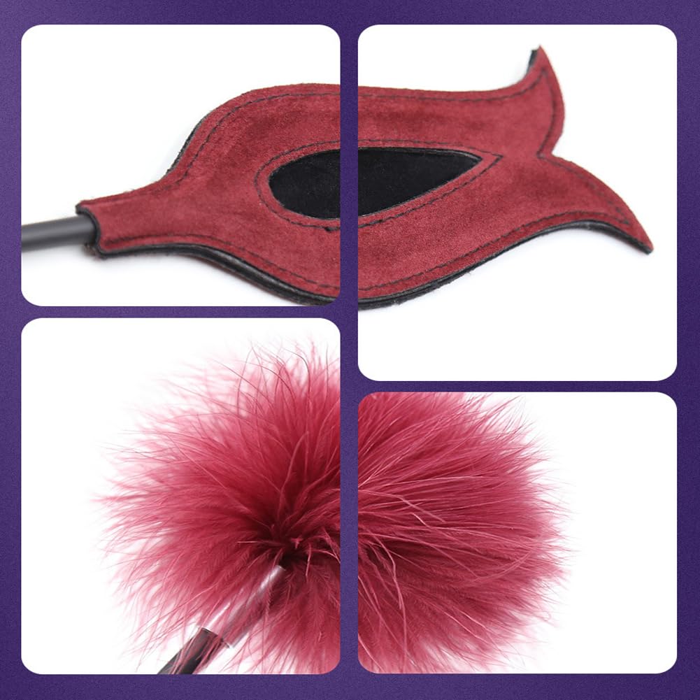 BDSM Tickler & Spanking Paddle for Adults - Sensual Flogger & Sex Whip for Couples Play - Red Adult Toy for Women & Men - Perfect for Bedroom Bondage, Roleplay & Sensual Exploration