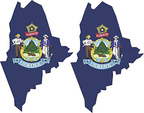Premium Die-Cut Maine Flag Vinyl Stickers - 2 Pack (1.5