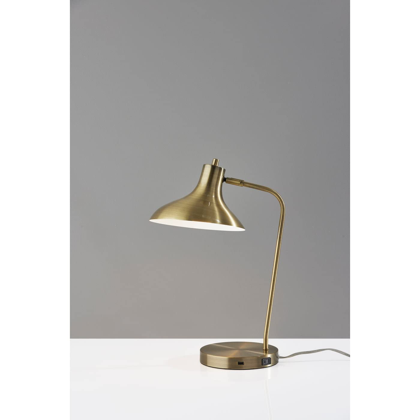 Adesso SIMPLEE SL4919-21 Cleo Adjustable Brass Desk Lamp - Modern Office Lighting for Home, Study & Workspace - Perfect for Reading, Writing & Computer Work