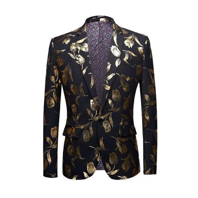 Men's Gold Print Party Blazer - Stylish Formal Jacket for Weddings, Prom & Special Occasions