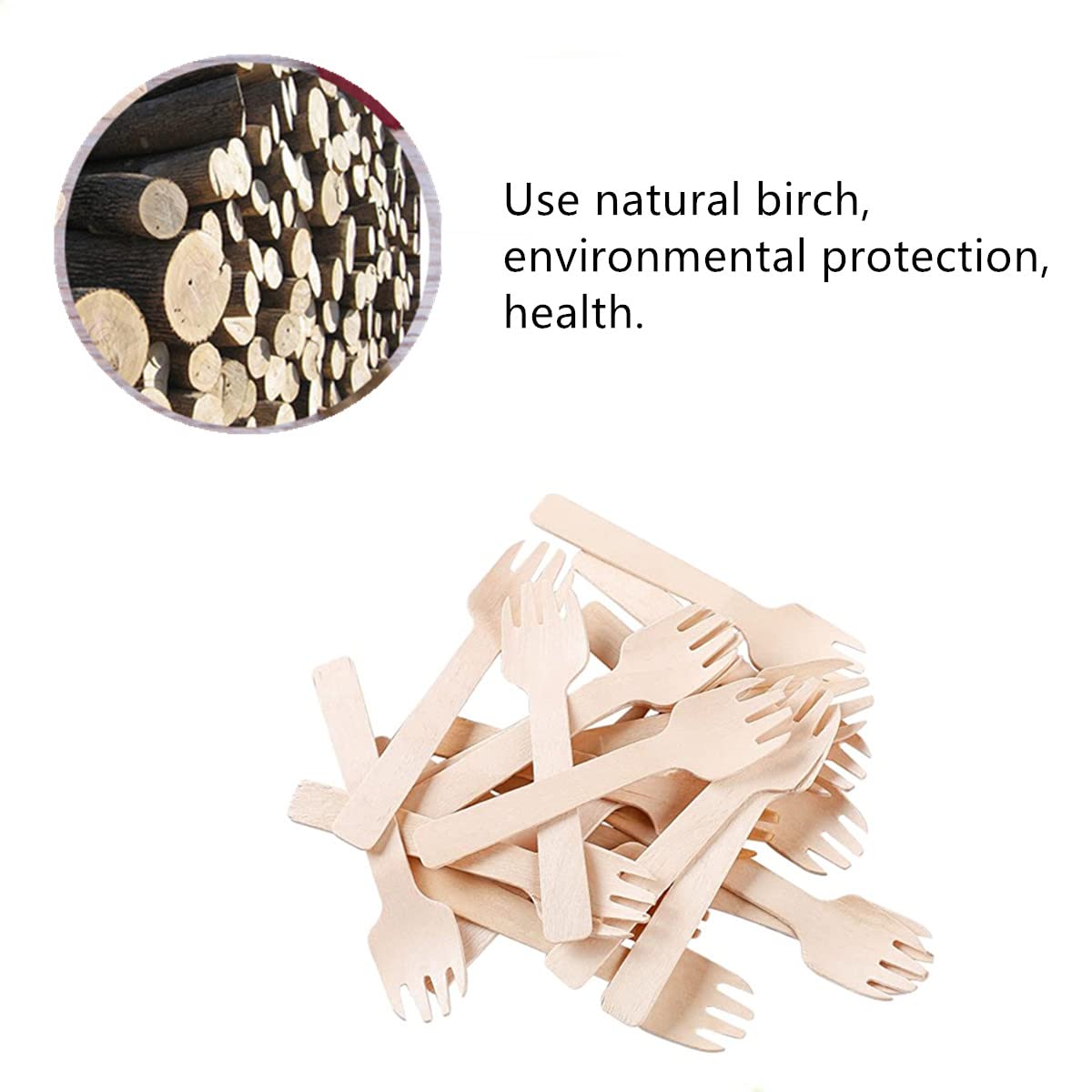 Eco-Friendly Mini Wooden Spork - 100PCS Disposable Bamboo Forks for Desserts, Appetizers & Cocktails | Perfect for Parties, Picnics & Sustainable Dining