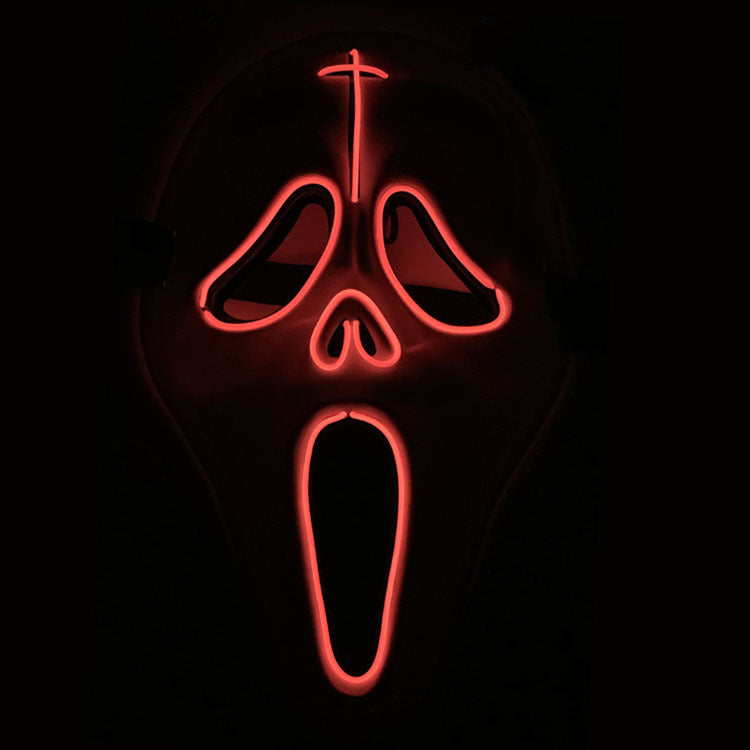 Glow in The Dark Halloween LED Light Up Mask - Scary Glowing Face Cover for Costume Parties & Trick or Treating
