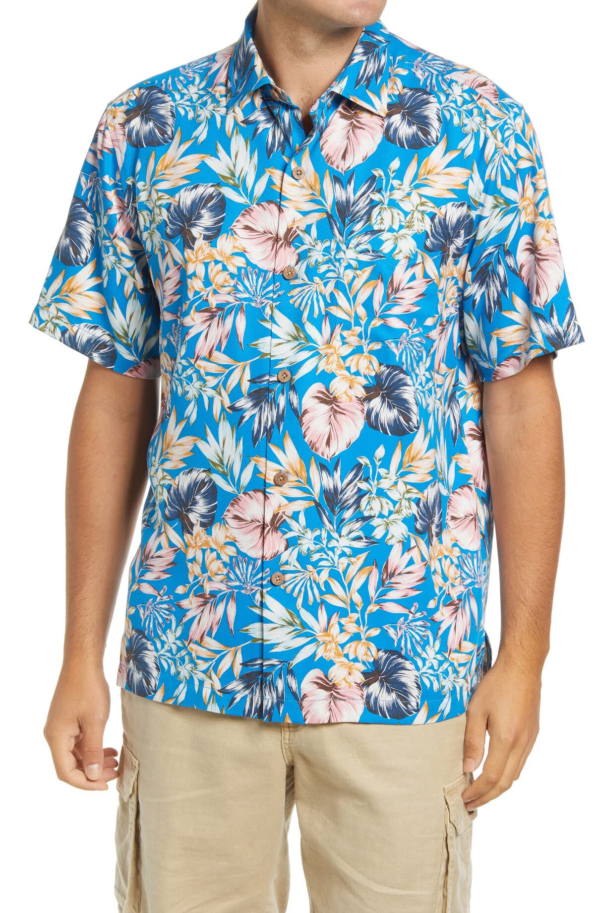 Tommy Bahama Uluru Fronds Silk Camp Shirt for Men - Lightweight Hawaiian Style Button Down Shirt for Beach Vacation, Summer Party & Casual Wear