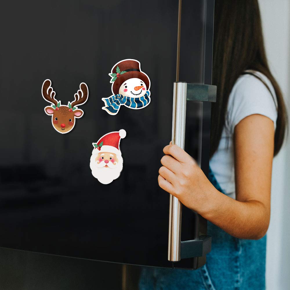 WIRESTER Christmas Reindeer Face Fridge Magnets - Fun Kitchen Refrigerator Decor for Holidays, Parties & Home Organization