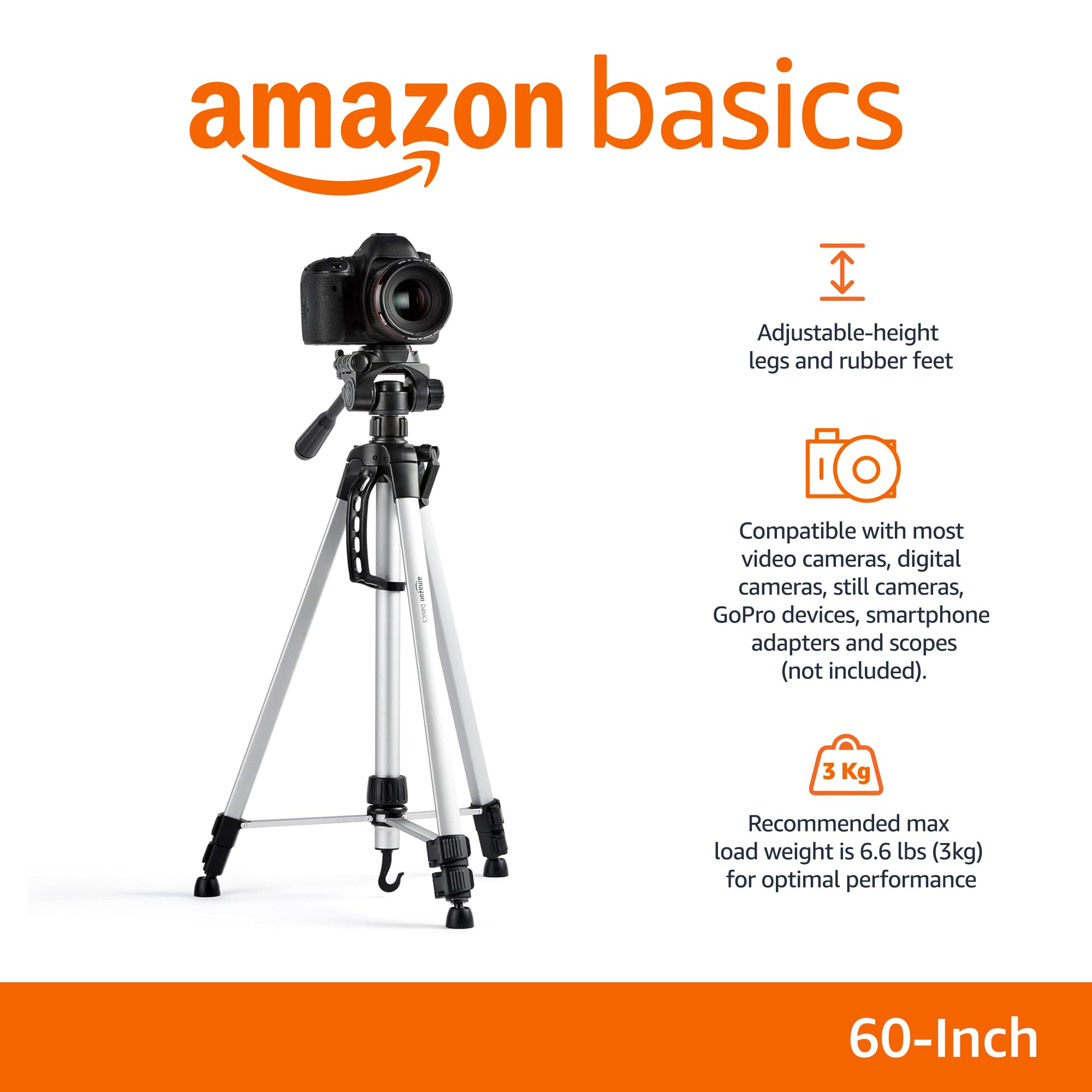 Amazon Basics 60-Inch Lightweight Tripod for Camera, DSLR & Binoculars with Carrying Bag (Black) | SanDisk 256GB Ultra microSDXC UHS-I Card with Adapter (150MB/s, A1 App Performance) - Perfect for Travel Photography, Vlogging & Outdoor Adventures