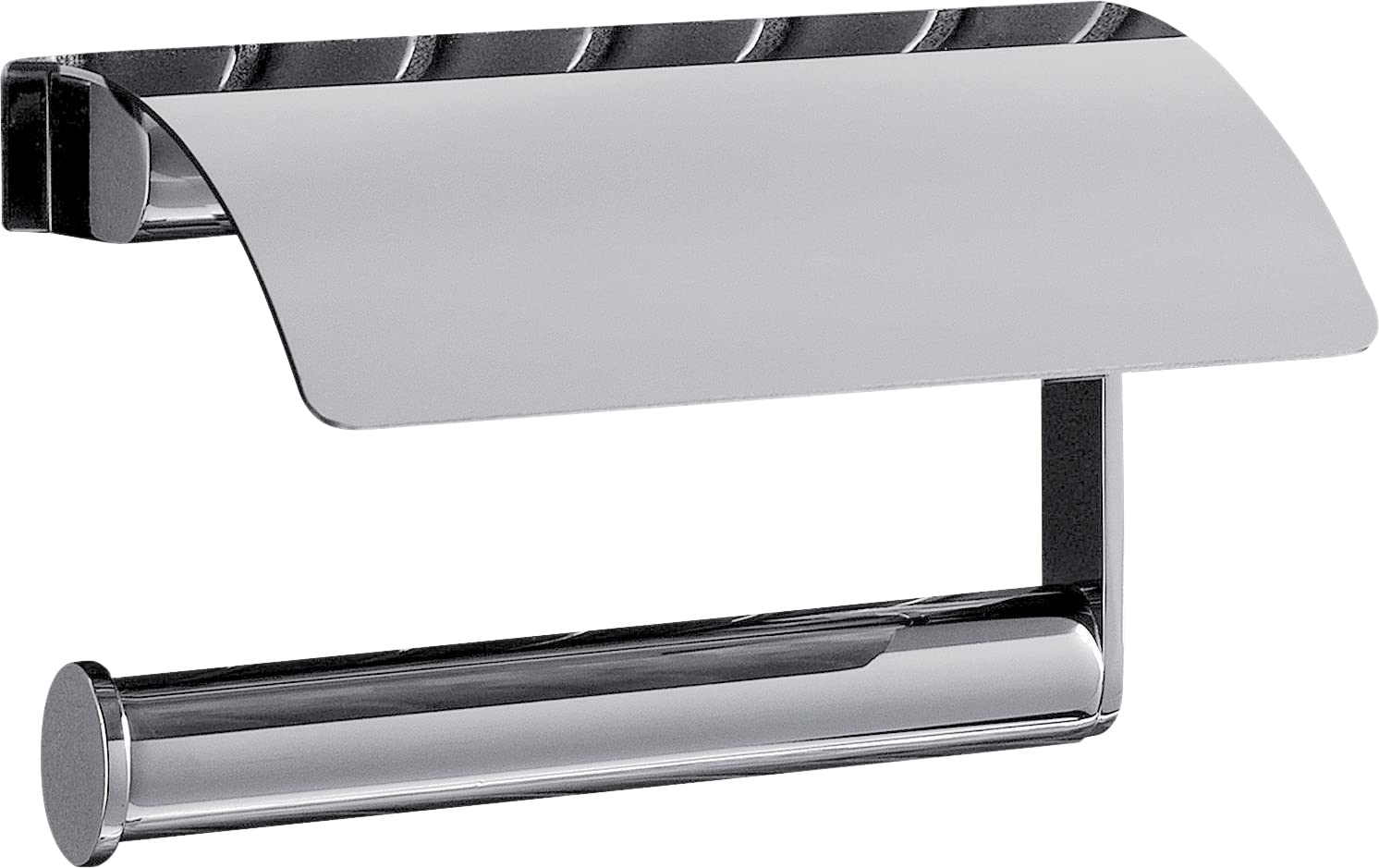 Connect N1382AA Chrome Wall-Mounted Toilet Paper Holder with Cover - Modern Bathroom Tissue Dispenser for Home & Commercial Restrooms