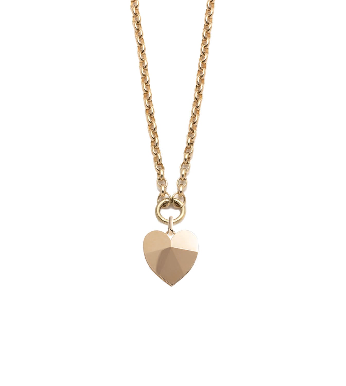 Faceted Heart Love Heavy Open Chain Necklace - Elegant Jewelry for Valentine's Day, Anniversary & Romantic Date Night Gifts
