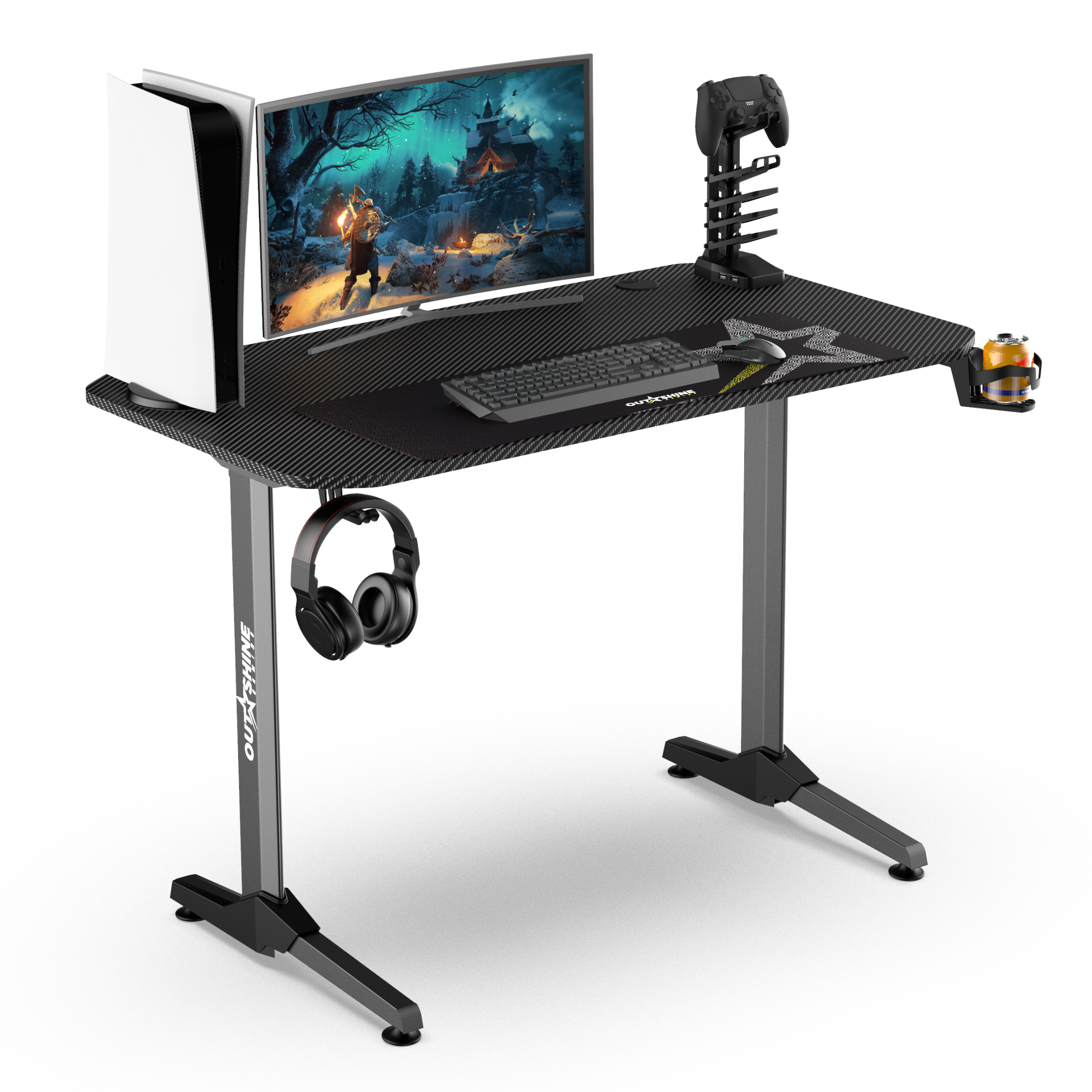 Premium Echo Gaming Desk - Ergonomic Computer Desk for PC & Console Gamers - Perfect for Home Office & Gaming Setup