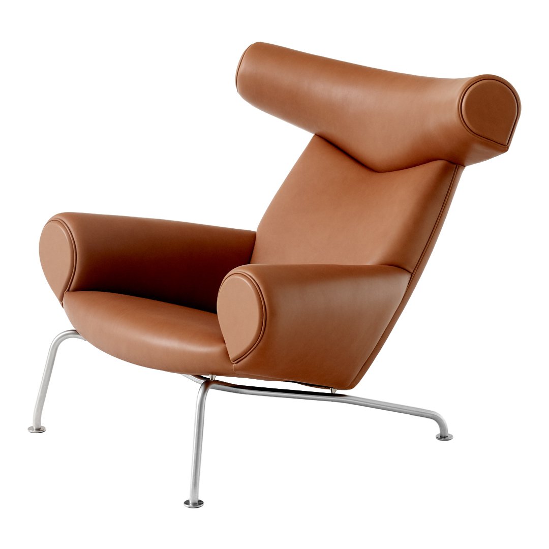 Erik Jørgensen Wegner Ox Chair - Mid Century Modern Leather Lounge Chair for Living Room, Office & Reading Nook - Scandinavian Design Replica