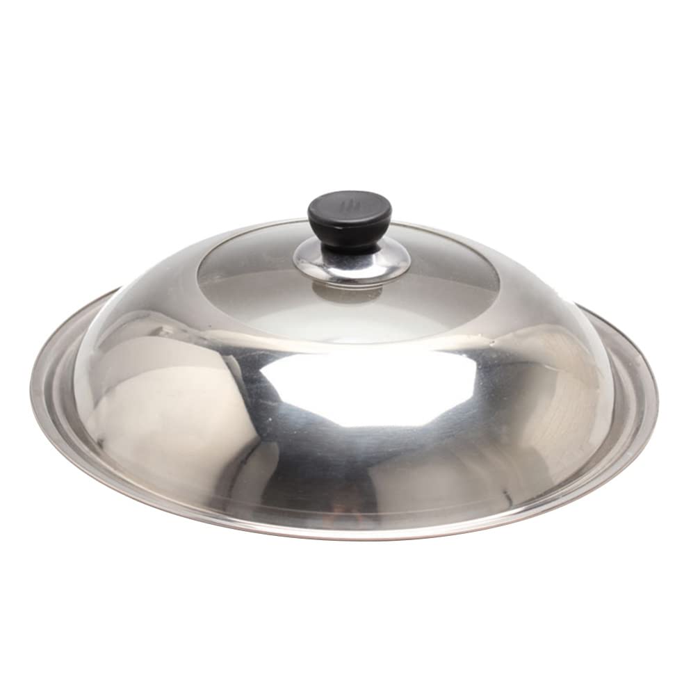 YARNOW Universal Stainless Steel Frying Pan Lid - 32cm Round Pot Cover for Woks, Pans & Cooking Pots | Durable Kitchen Accessory for Sauteing, Steaming & Healthy Cooking