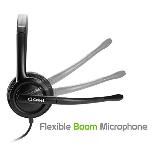 Cellet Premium Mono 2.5mm Hands-Free Adjustable Headset with Boom Microphone - Compatible with Landline Phones, Cordless Phones & Office Business Phones (Not for Smartphones) - Ideal for Call Centers, Customer Service & Office Communications