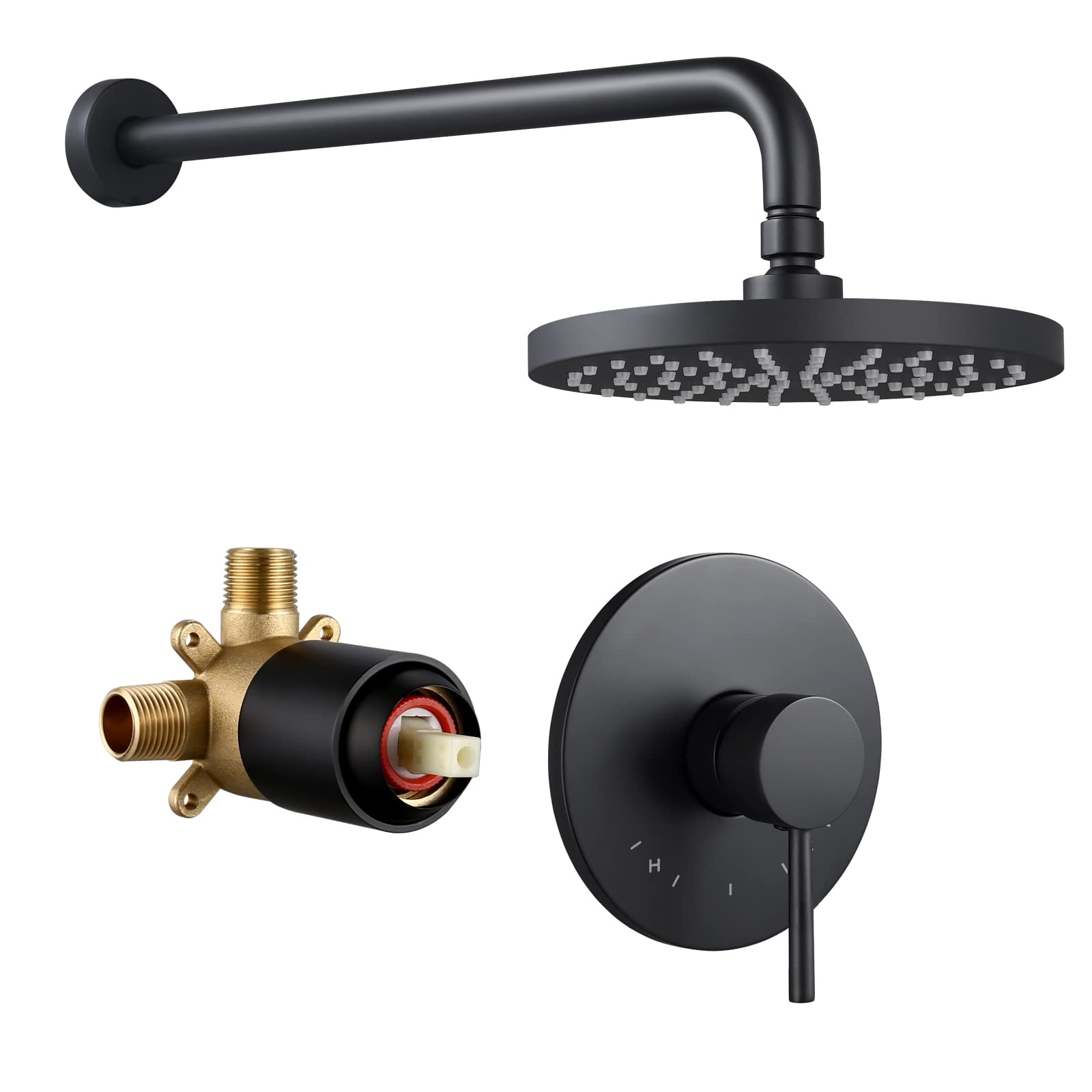 Premium KES Black Shower System - Complete Wall Mount Rain Shower Head with Pressure Balance Valve & Trim Kit (Model XB6202F18-BK) - Perfect for Modern Bathroom Renovations & Spa-Like Shower Experience