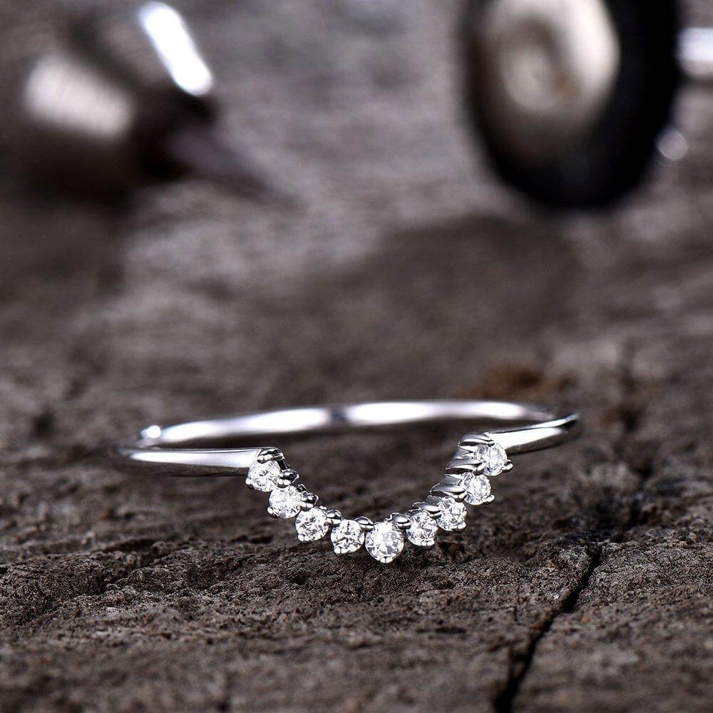 0.25 Carat Art Deco Moissanite Wedding Ring - 10k White Gold Band for Women - Vintage Engagement & Anniversary Jewelry Gift for Brides