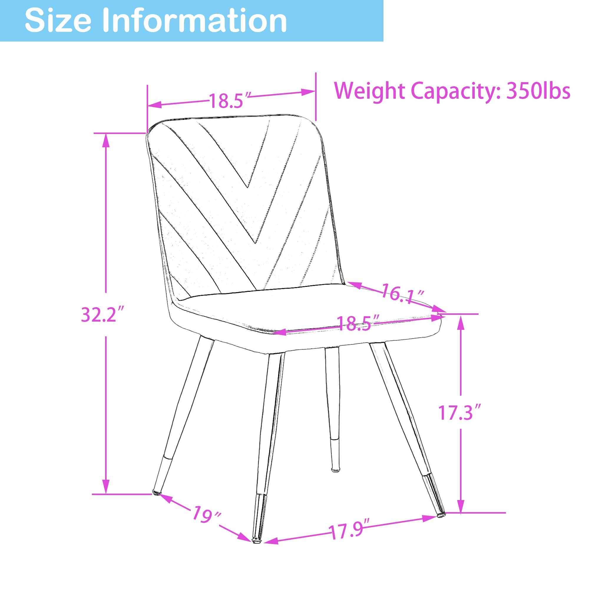 Mid Century Modern Dining Chairs Set of 2 - ALISH Upholstered Kitchen & Living Room Chairs with Metal Legs - Perfect for Dining Room, Home Office & Small Spaces