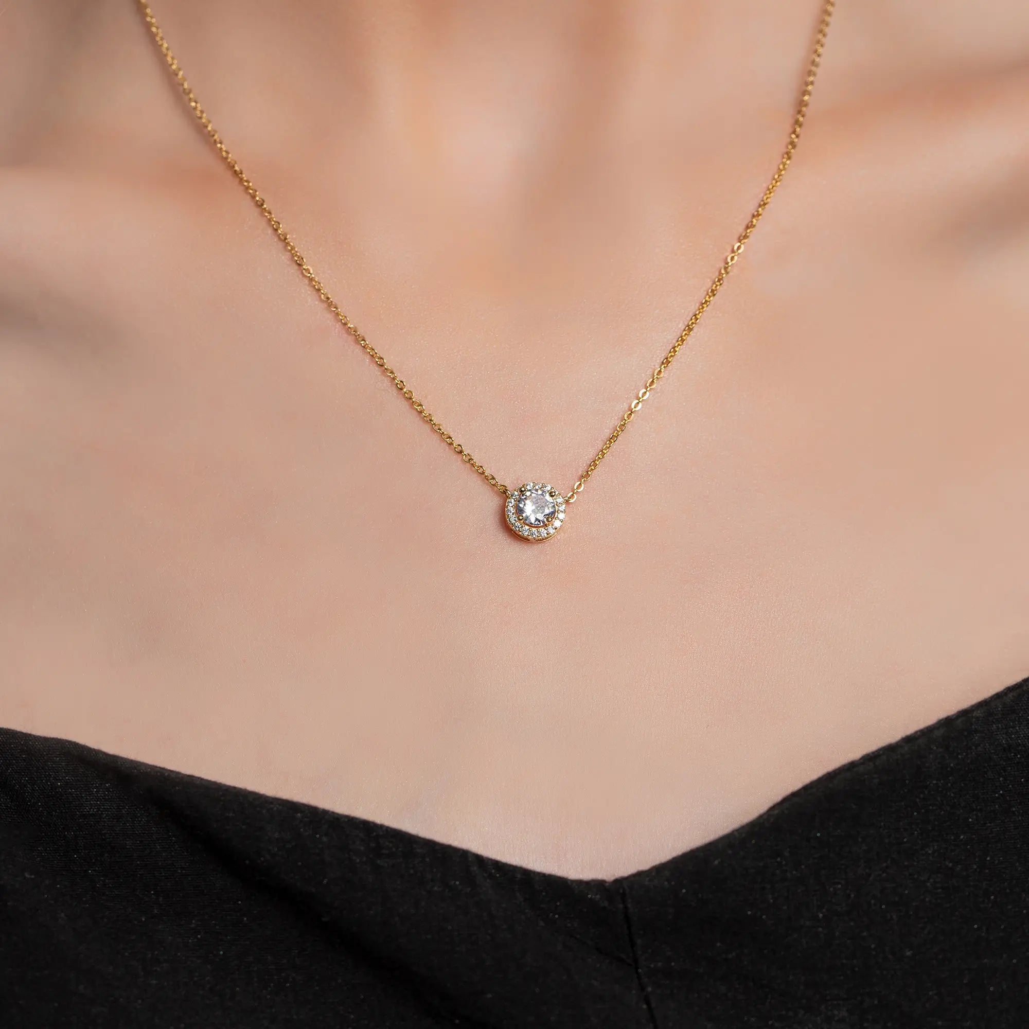 14K Yellow Gold Chain Gemstone Necklace for Women - Elegant Layering Jewelry for Party, Wedding & Everyday Wear