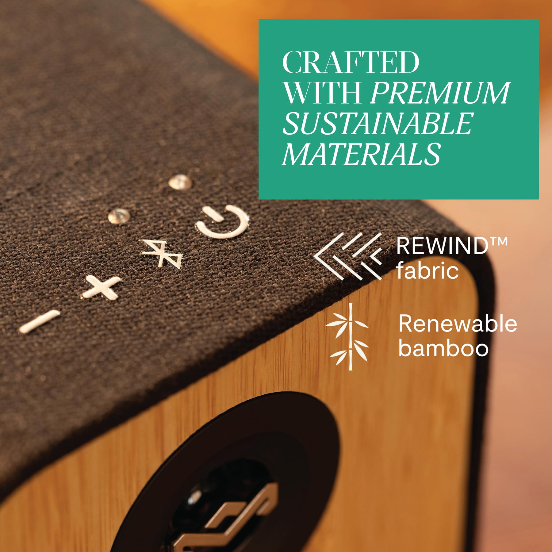 House of Marley Uplift Bluetooth Bookshelf Speakers - Bamboo Finish, Bluetooth 5.3, Superior Stereo Sound with RCA Input | Sustainable Design with Recycled Fabric & Eco-Friendly Packaging | Perfect for Turntables, Home Theater & Music Listening