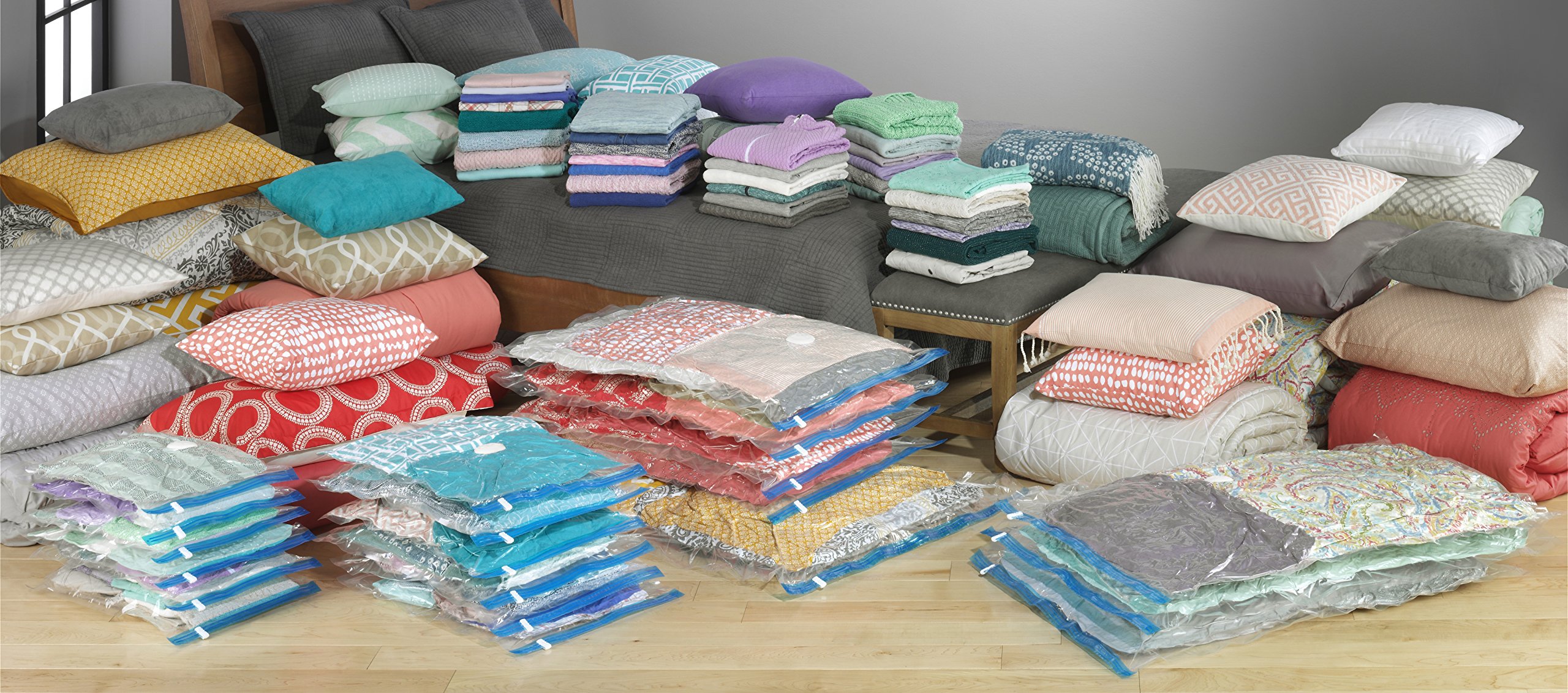 Whitmor Reusable Vacuum Storage Bags - 20 Pack | Space-Saving Clothes & Blanket Organizer for Travel, Seasonal Storage & Moving