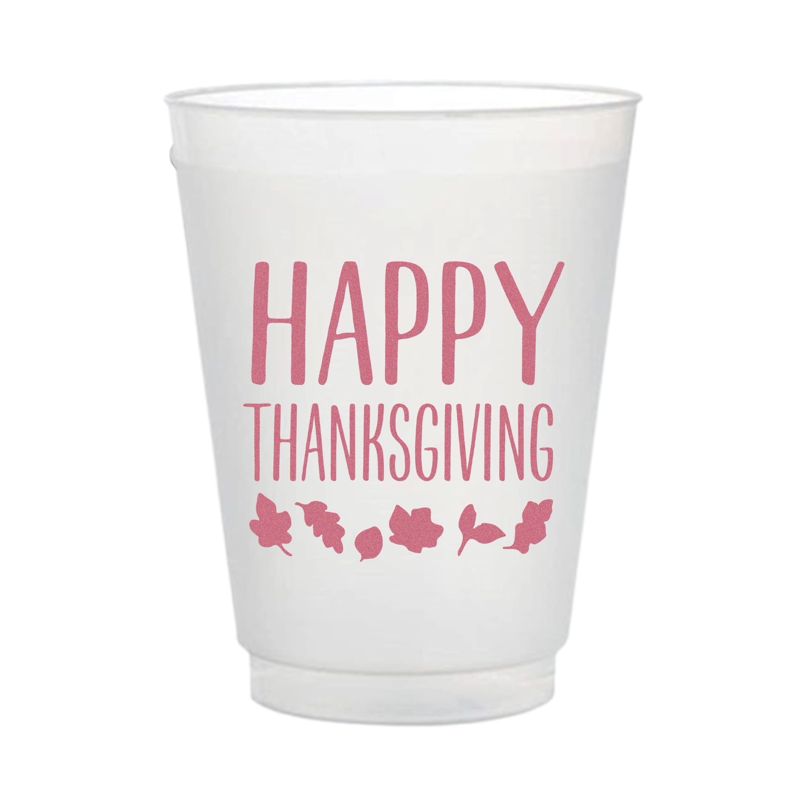 16oz Plastic Frost Flex Cups with Happy Thanksgiving Print - Pack of 12, Reusable Party Cups for Thanksgiving, Christmas, and Holiday Celebrations - Perfect for Family Gatherings, Dinner Parties, and Festive Events