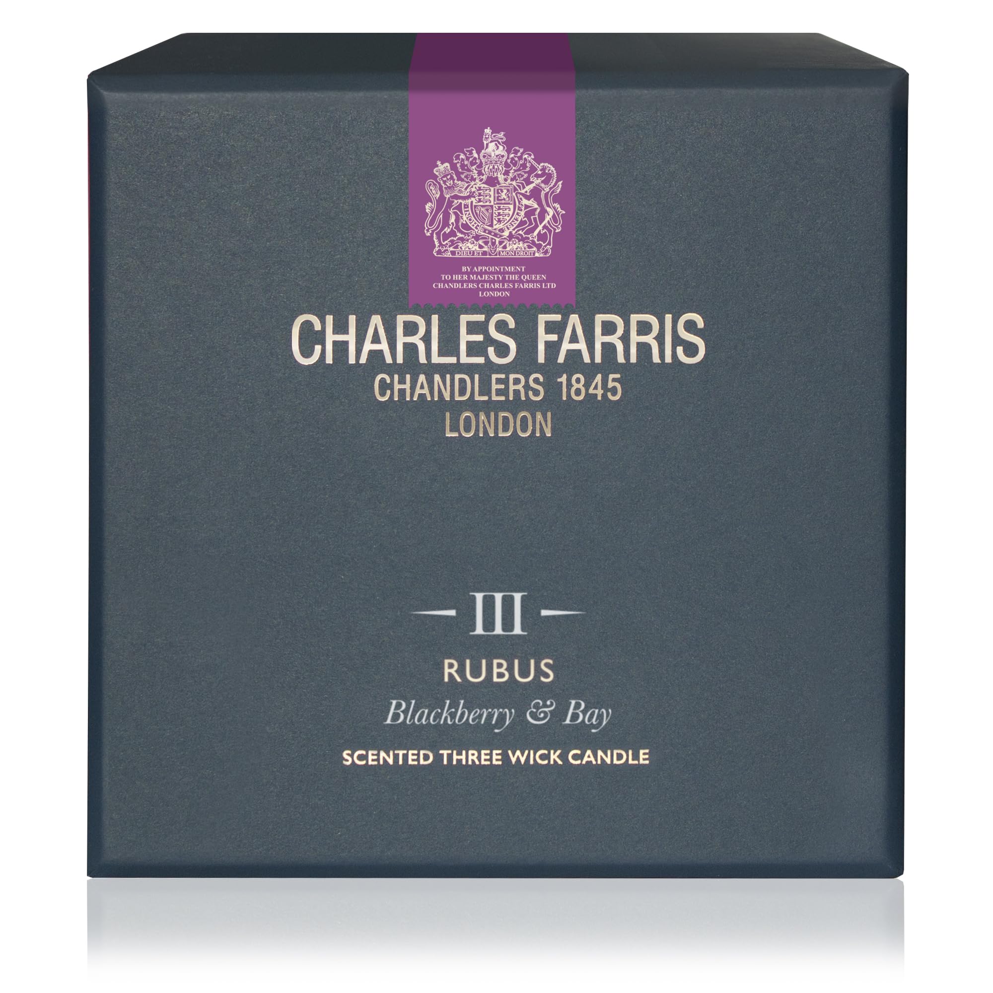 Charles Farris Rubus Luxury Scented Candles - 3 Pack in Textured Blue Glass Jar, Aromatic Bay, Blackberry & Herbal Notes | Perfect for Home Decor, Relaxation & Gift Giving