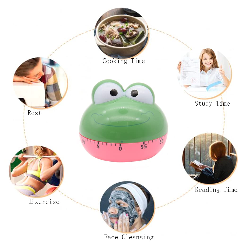 Hoshen Kitchen Mechanical Timer for Cooking - Animal Shape Frog Design - Manual Learning Time Manager - Perfect for Baking, Studying, and Time Management Tasks