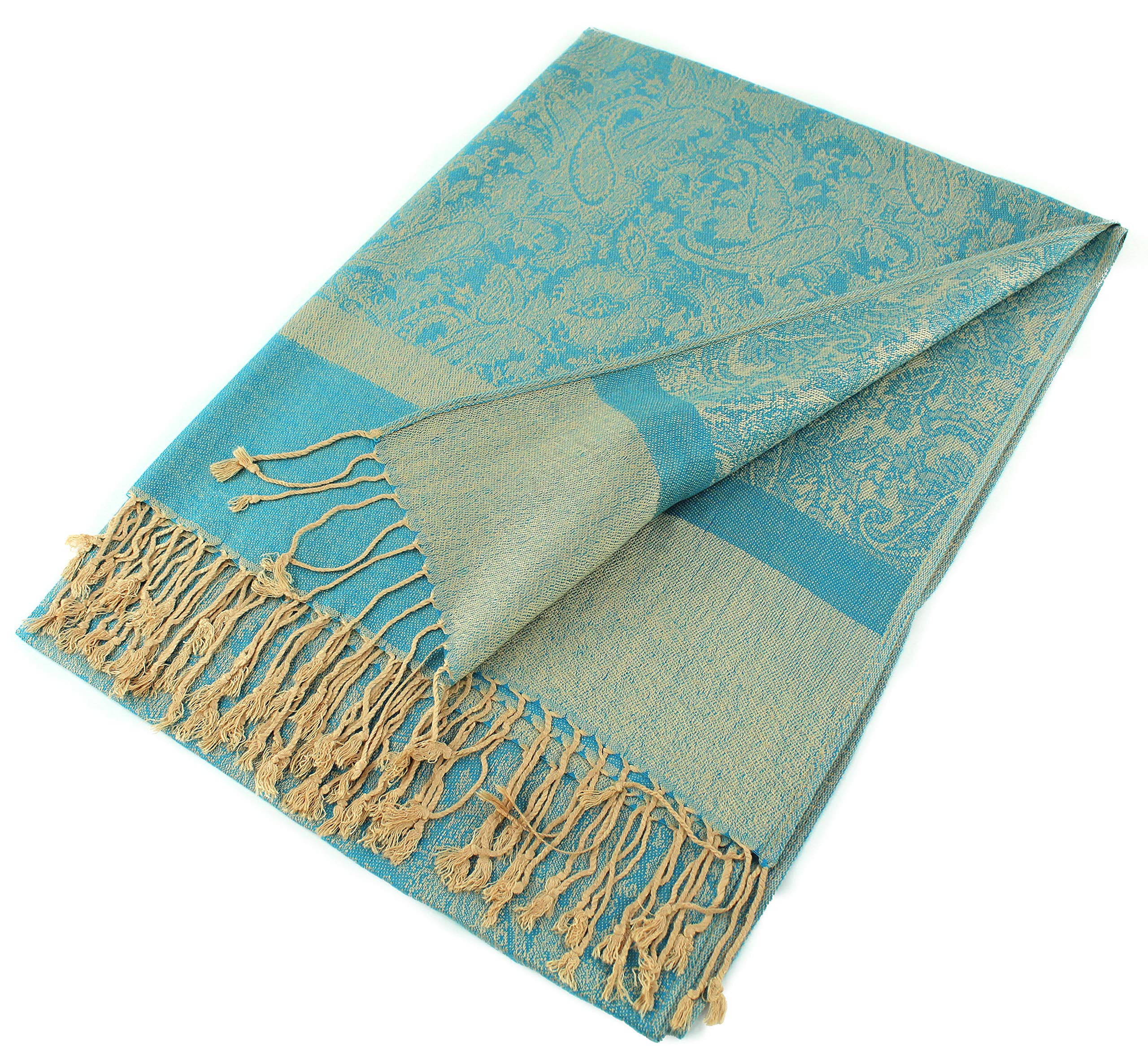 PASKMLNA Paisley Jacquard Pashmina Shawl Wrap Scarf Stole - Elegant Women's Fashion Accessory for Parties, Weddings & Evening Events