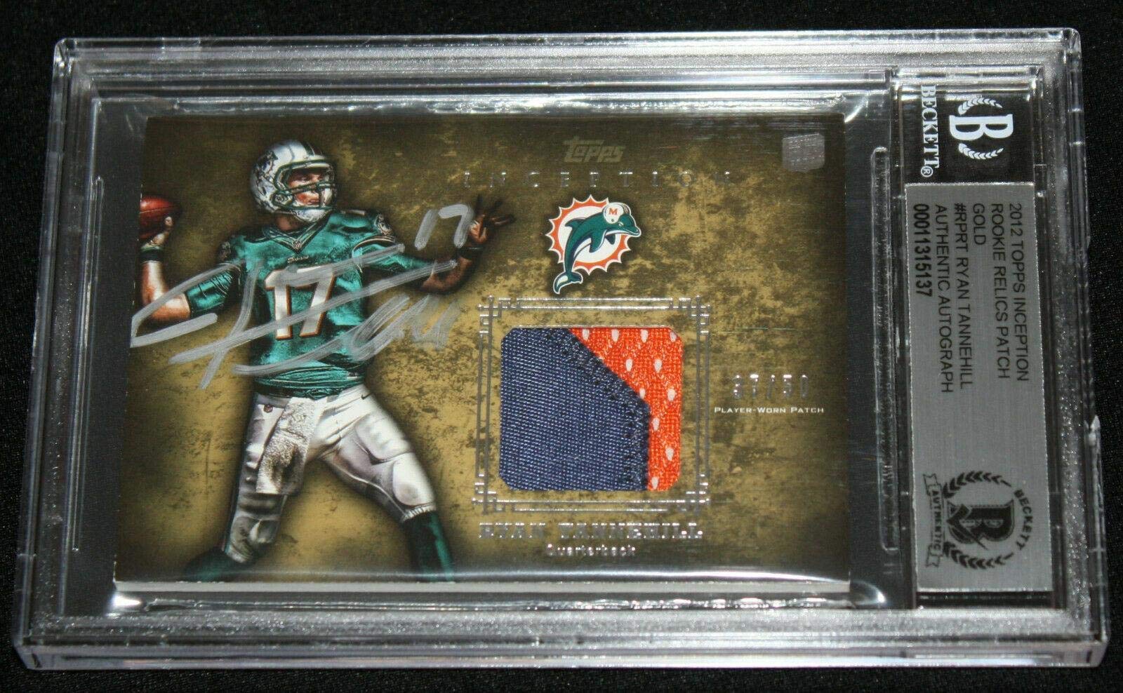 2012 Ryan Tannehill Signed Rookie Patch Auto Football Card - Topps Titans Beckett BAS Slabbed Collectible - Perfect for NFL Memorabilia Collections & Sports Fan Gifts