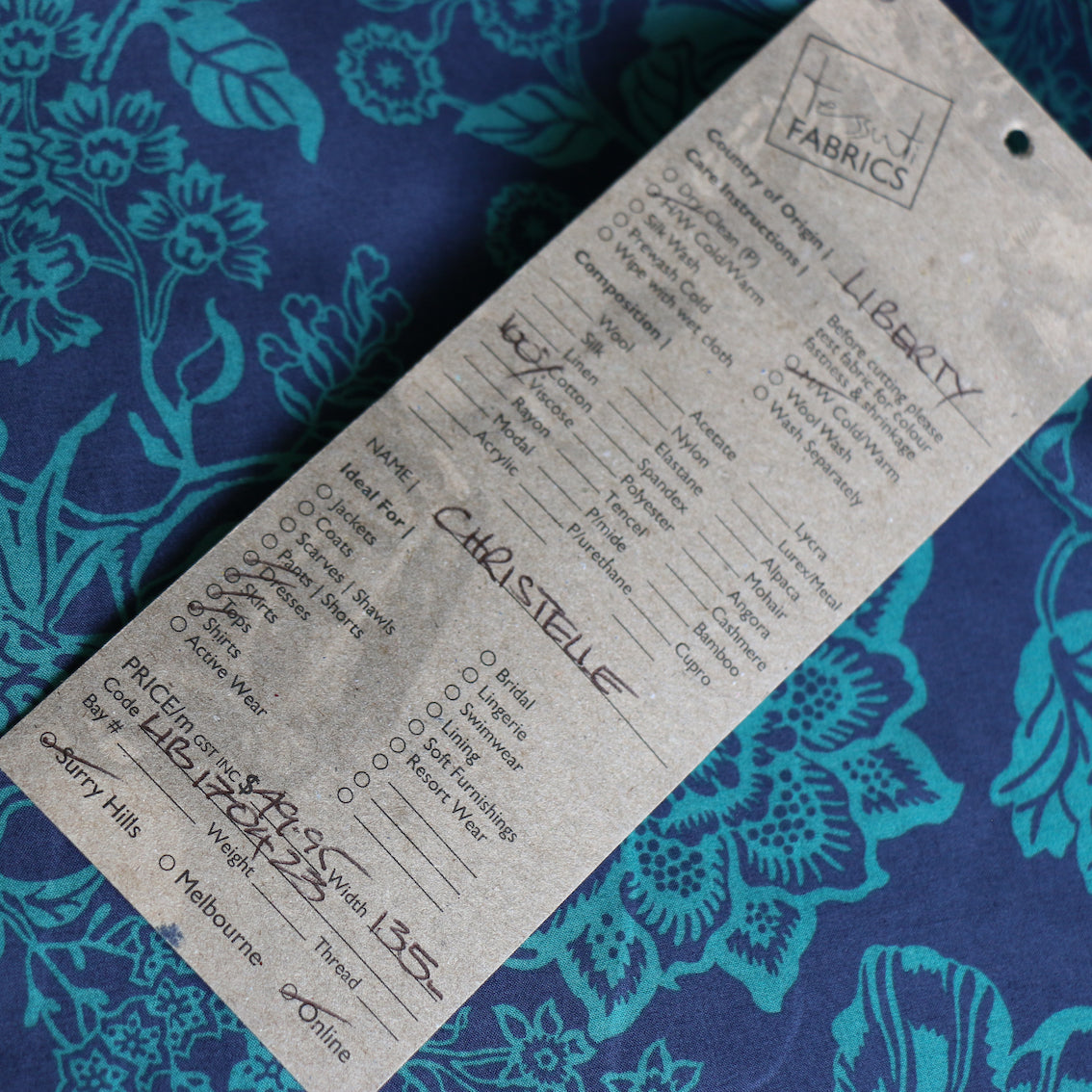 Christelle Silhouette Blue/Teal Liberty Tana Lawn™ Cotton Dress - Elegant Floral Print Summer Dress for Women | Perfect for Garden Parties, Weddings & Casual Outings