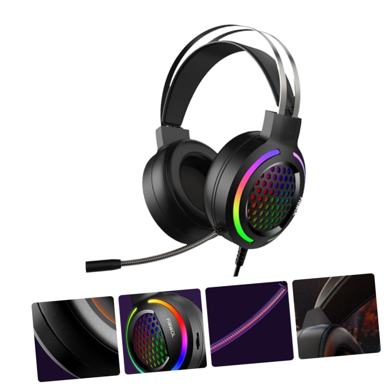 Gadpiparty Gaming Headset with LED Lights - 1PC Wired Over-Ear Headphones for PC, Laptop, Phone - Shine & Eat Design for Immersive Gaming & Music Experience