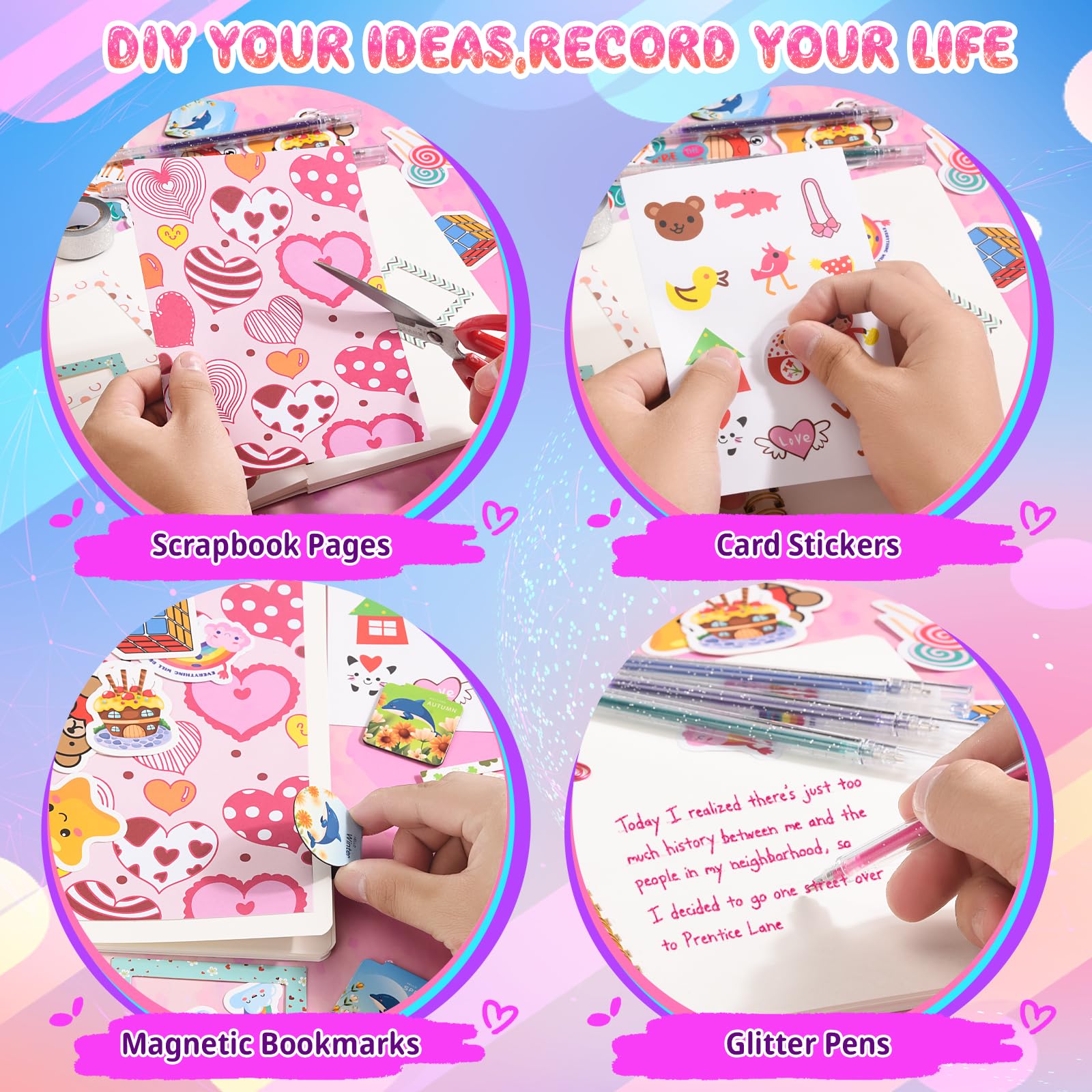 DIY Journal Kit for Girls Ages 8-14 - Creative Scrapbooking & Diary Supplies Set - Perfect Birthday Gift for Teen Girls - Stationery & Art Crafts Kit for Journaling, Memory Keeping & Creative Writing