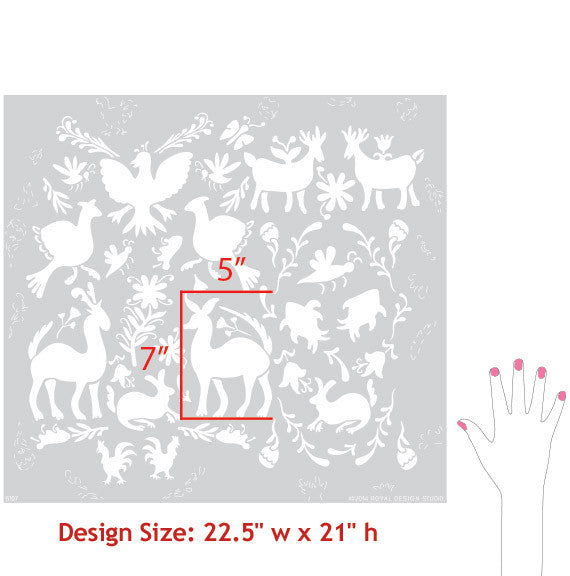 Otomi Allover Damask Wall Stencil - DIY Home Decor Stencil for Mexican Folk Art Painting, Wall Murals, and Furniture Upcycling
