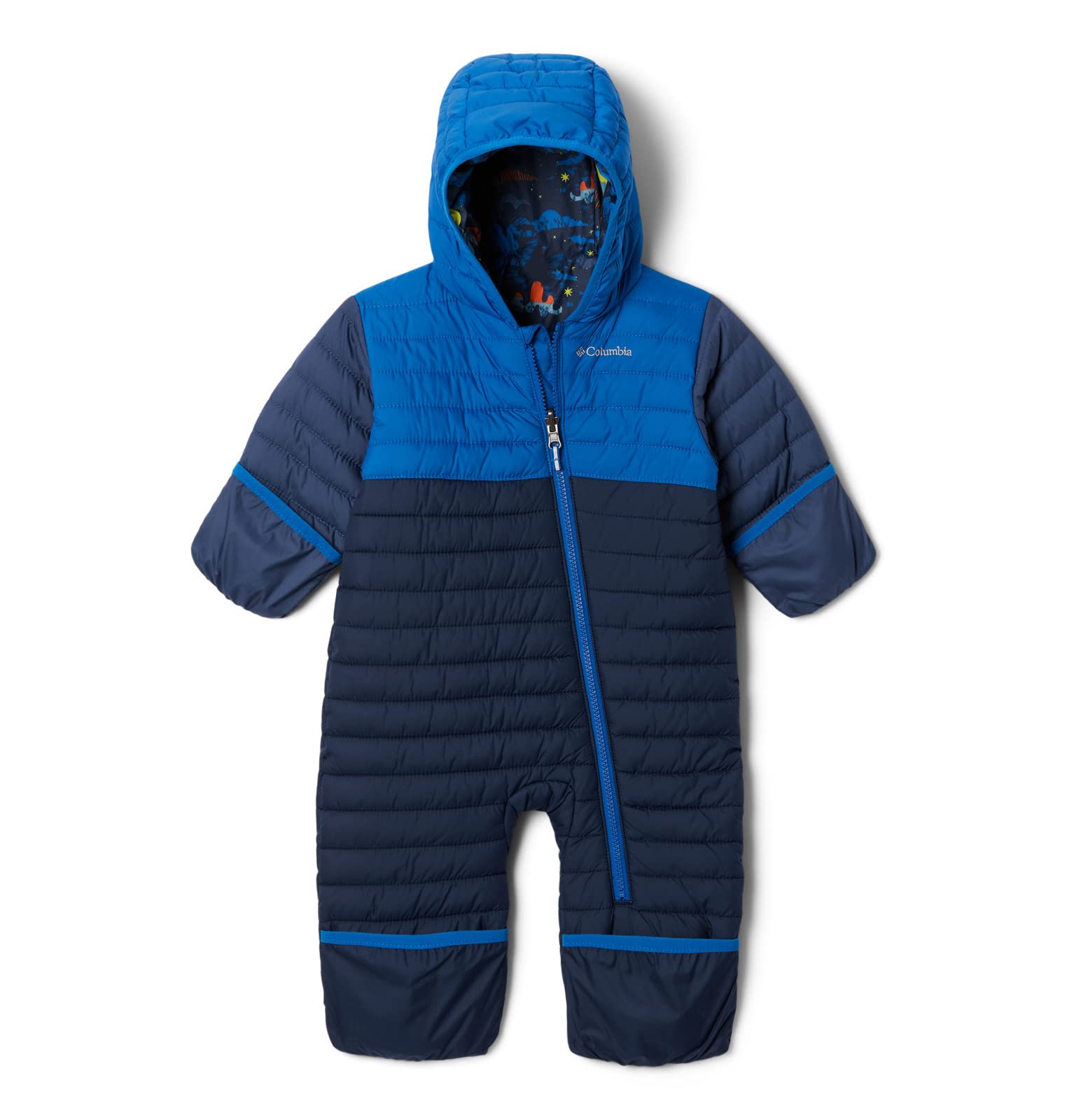 Columbia Baby Girls Powder Lite Reversible Bunting Snowsuit - Warm Winter Jacket & Pants Set, Navy/Indigo/Mountain (3-6 Months) - Perfect for Outdoor Play, Snow Days & Cold Weather Adventures