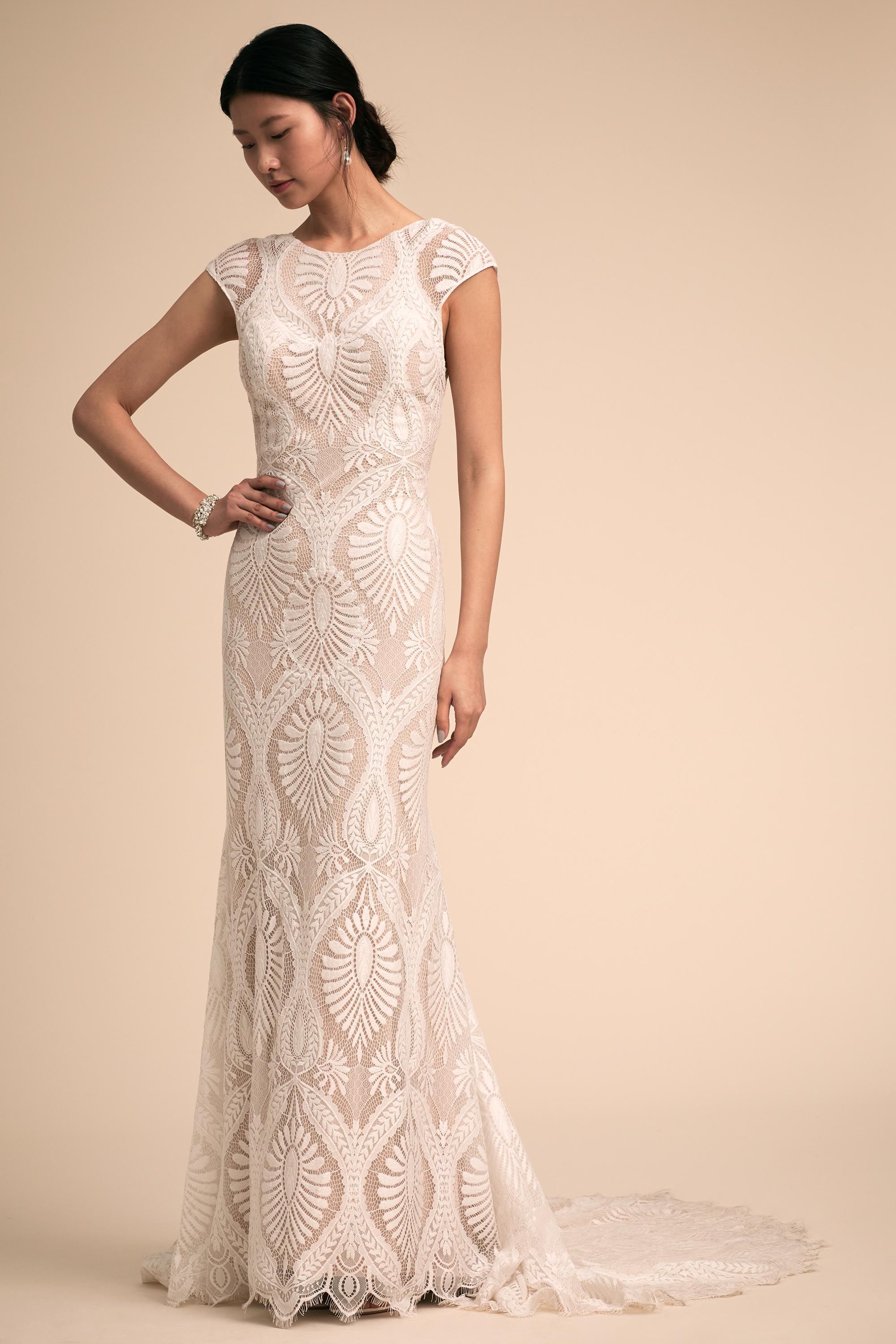 BHLDN Ludlow Wedding Gown - Elegant Lace Bridal Dress for Bride, Perfect for Church Ceremony & Outdoor Wedding Photos