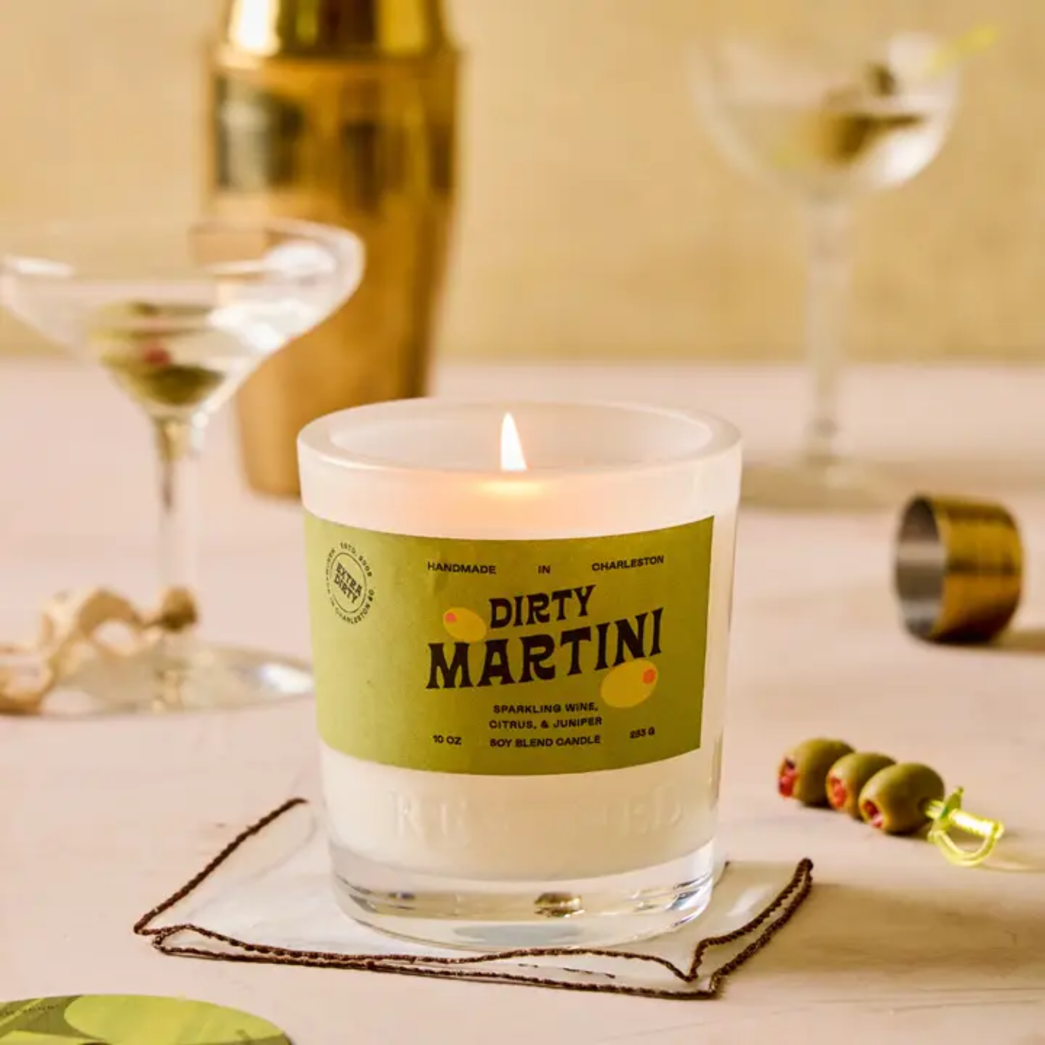 10 oz Martini Scented Candle - Elegant Home Decor & Relaxing Aromatherapy for Living Room, Bedroom, and Spa