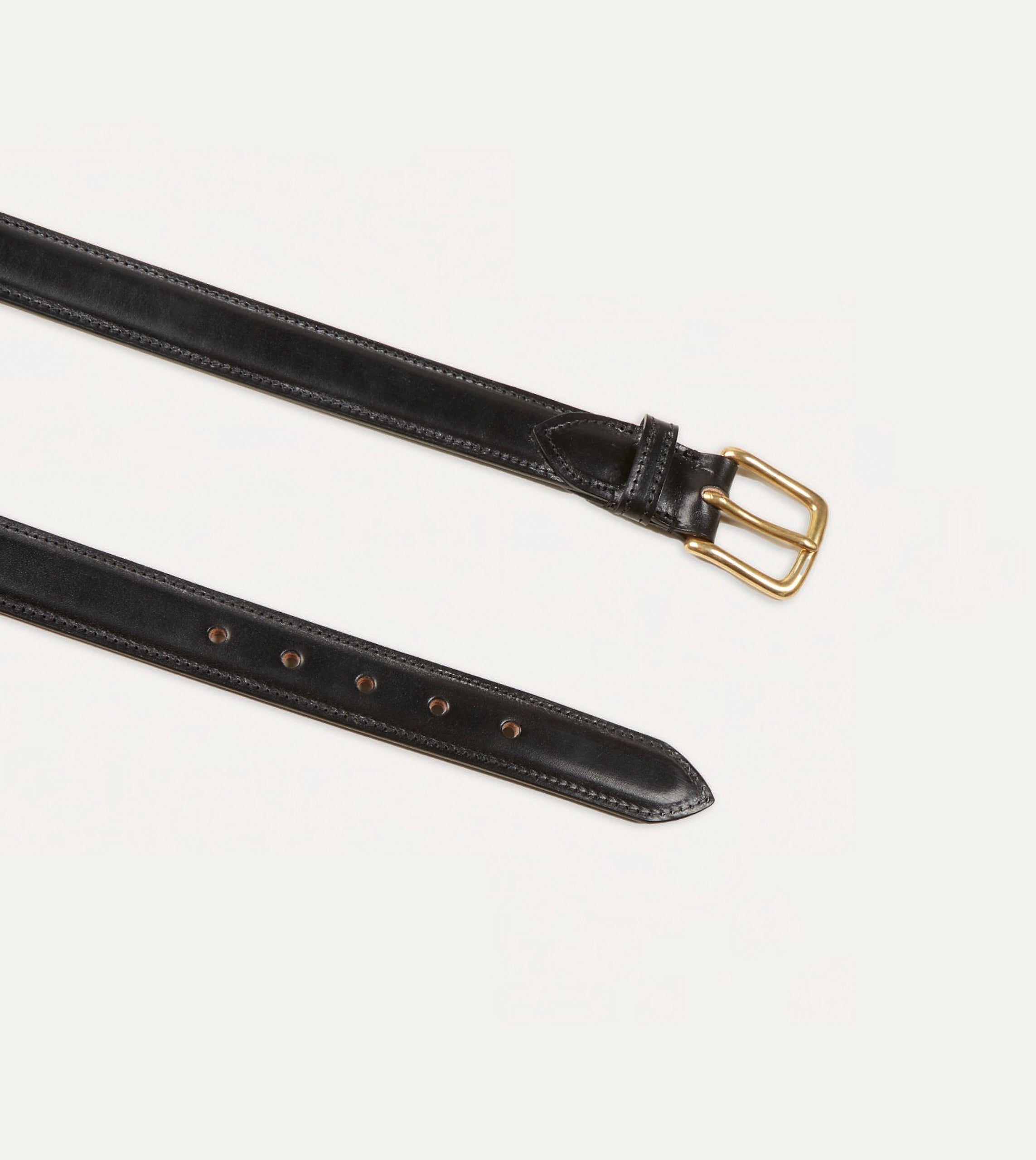 Premium Black Bridle Leather Belt - Genuine Leather, Brass Buckle - Perfect for Formal Wear, Business Attire & Everyday Use