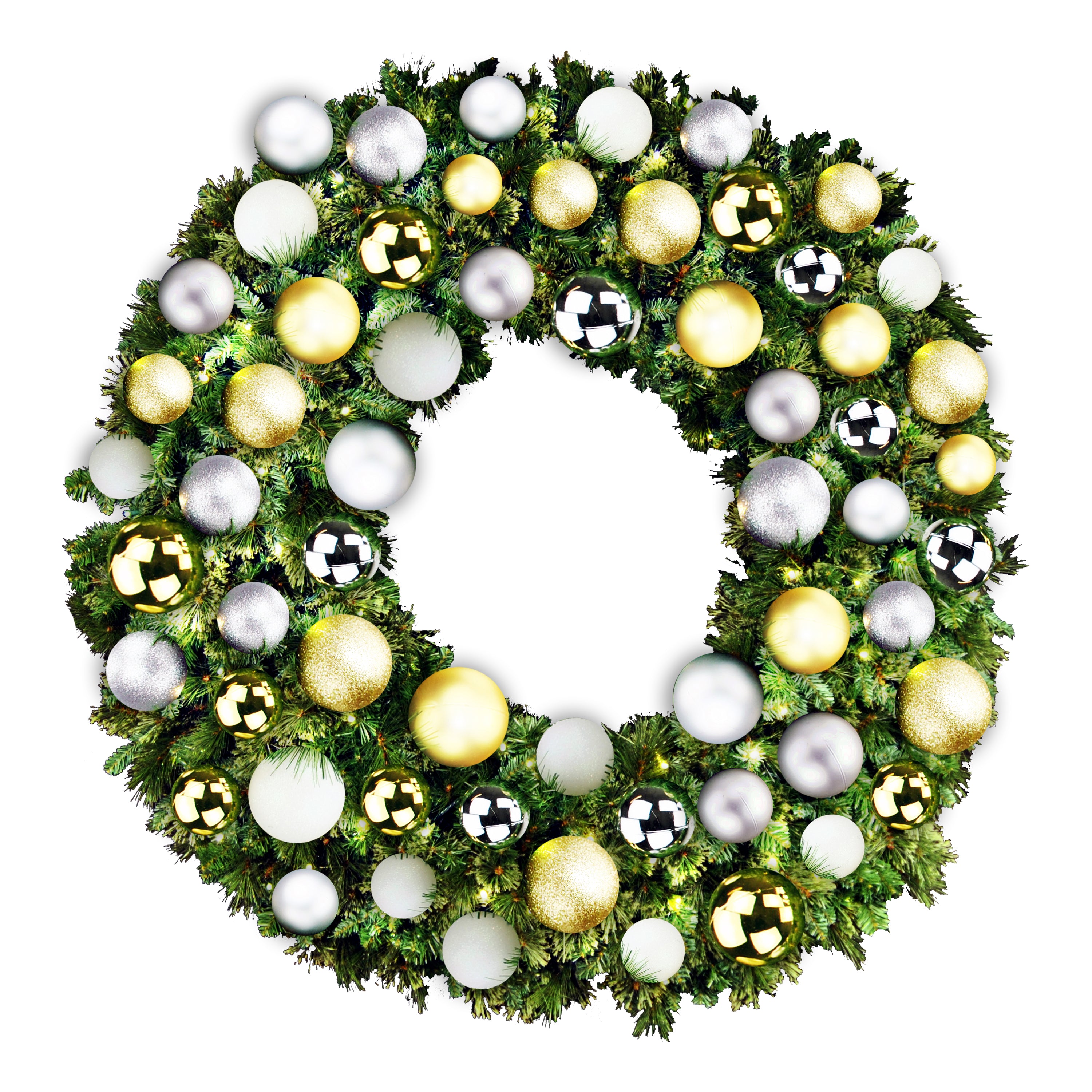 5' Sequoia Christmas Wreath with Warm White LED Lights - Rustic Treasure Themed Holiday Decor for Front Door, Fireplace Mantel & Seasonal Home Decorating