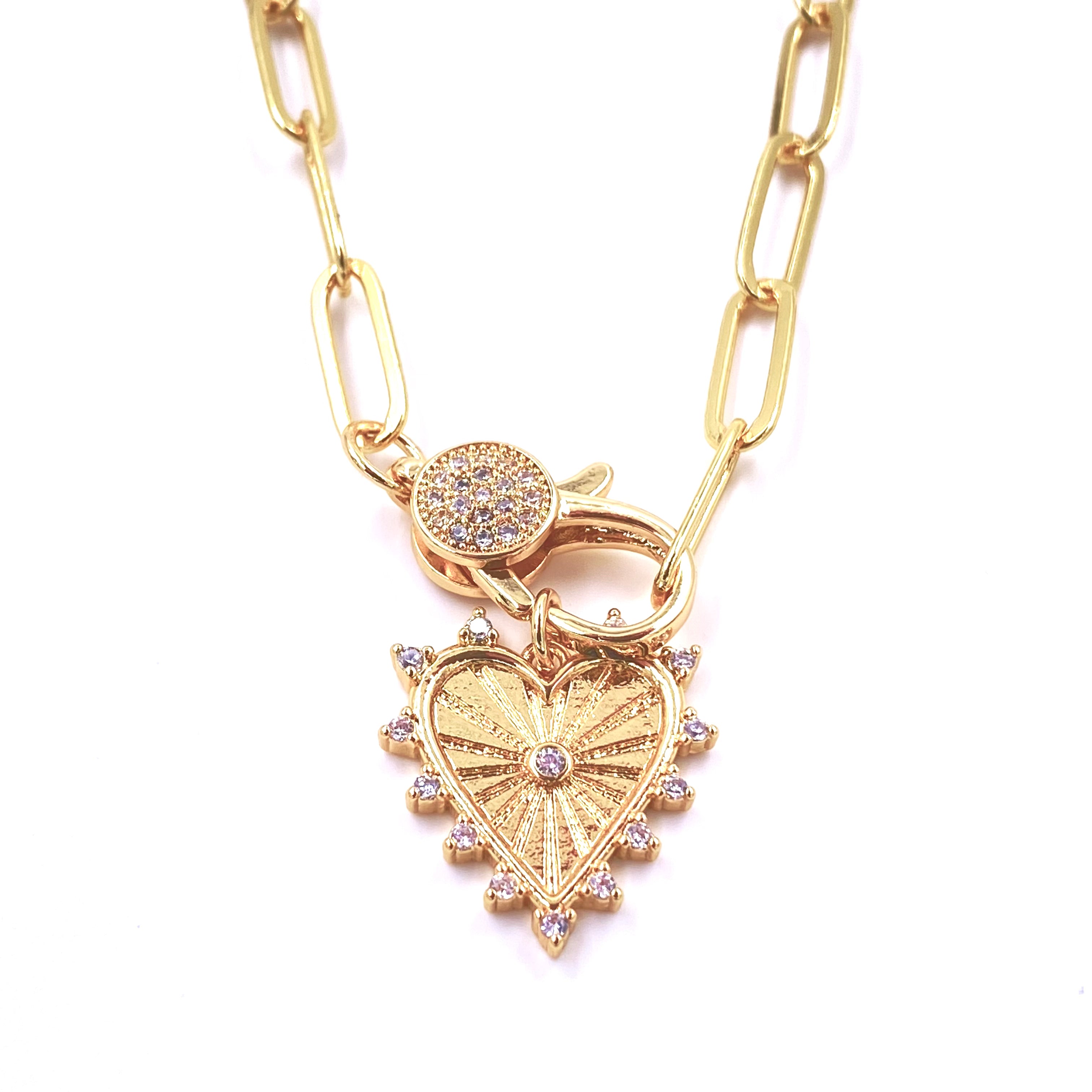 Ashley Gold Stainless Steel Gold Plated CZ Lobster Clasp Necklace with Heart Pendant - Elegant Jewelry for Women, Perfect for Valentine's Day Gifts, Anniversaries & Special Occasions